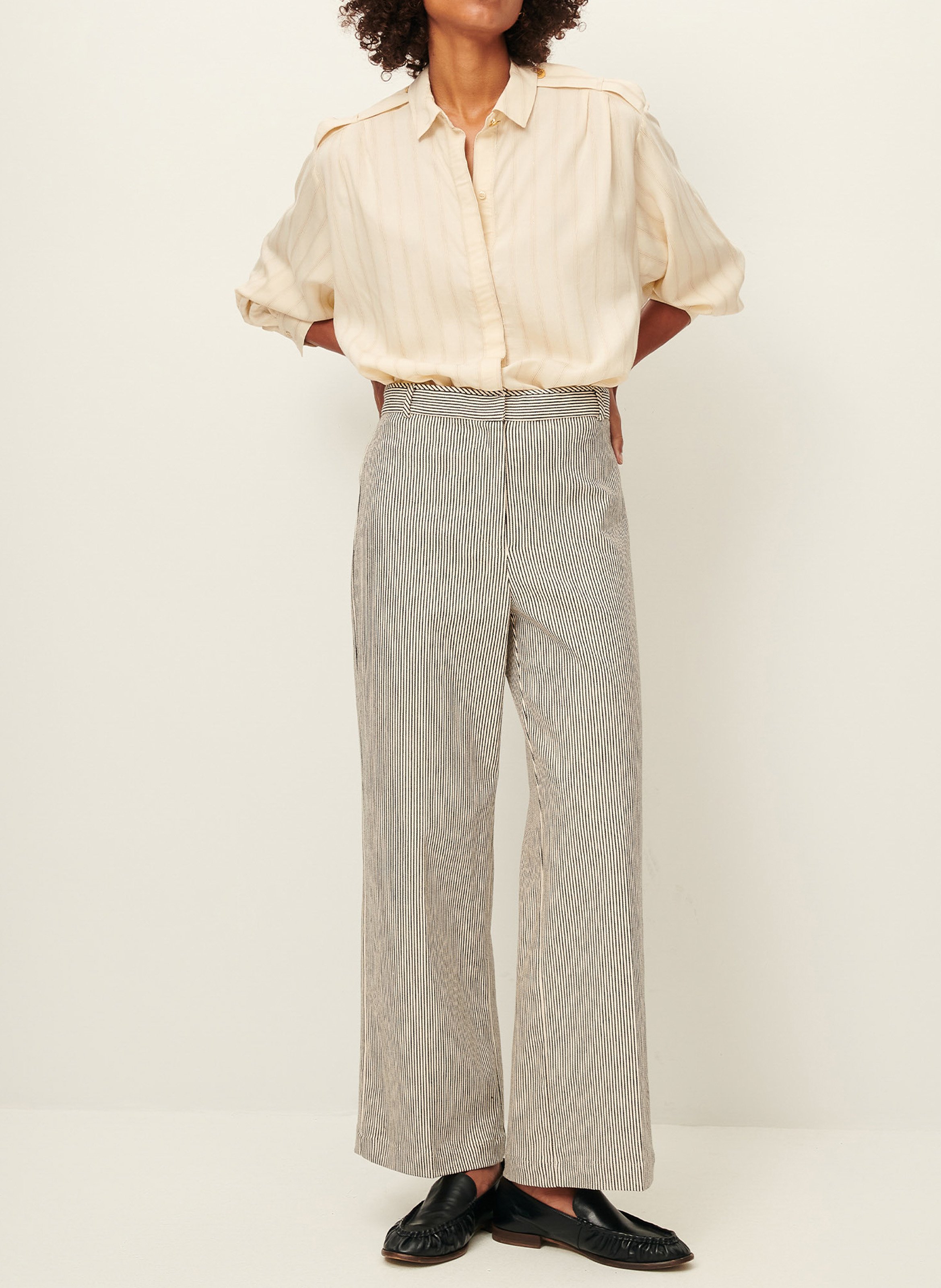 Pantalon droit en coton rayé albello SESSUN Noir