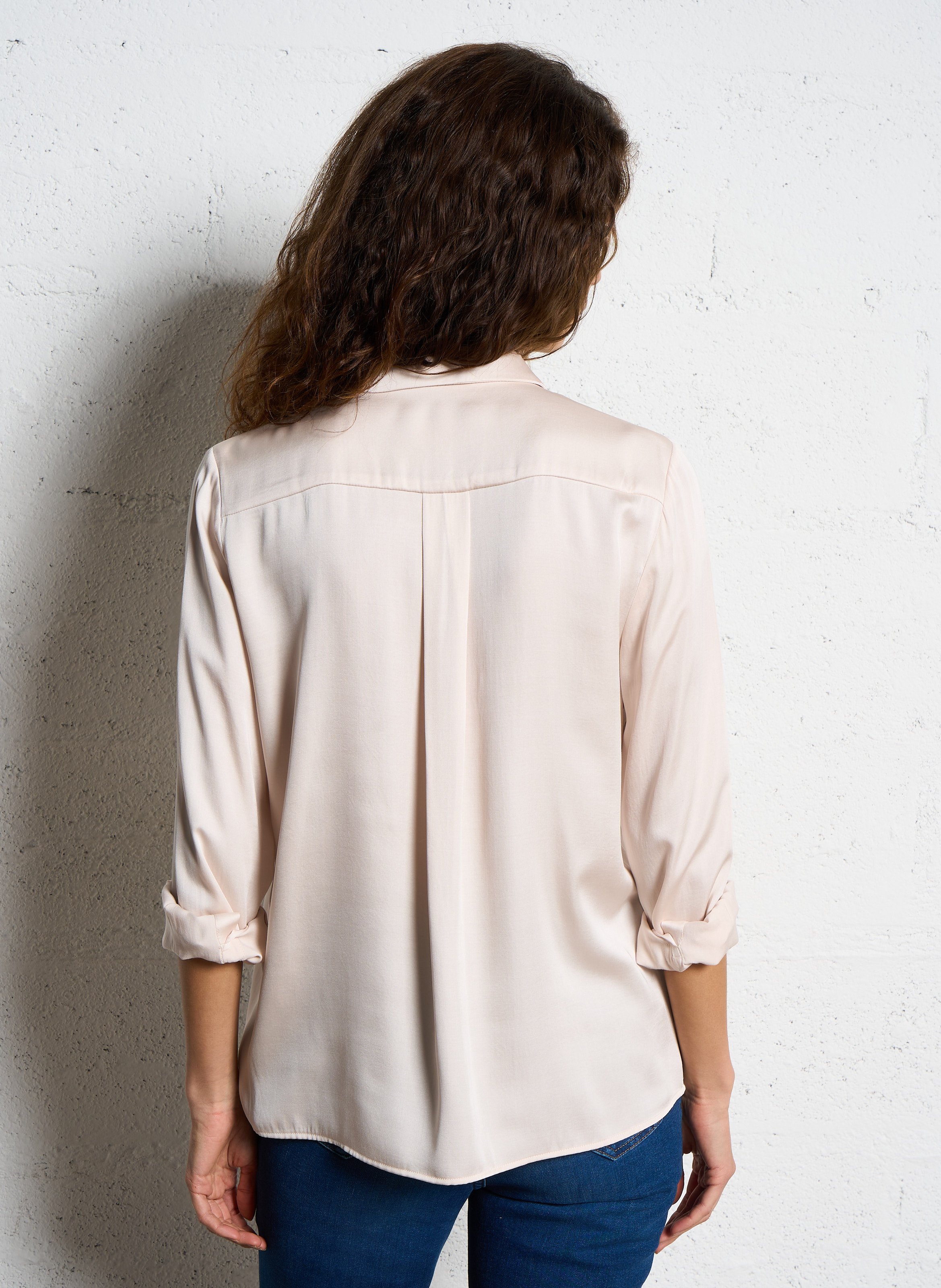 Chemise droite col classique satinée carla MAISON 123 Beige