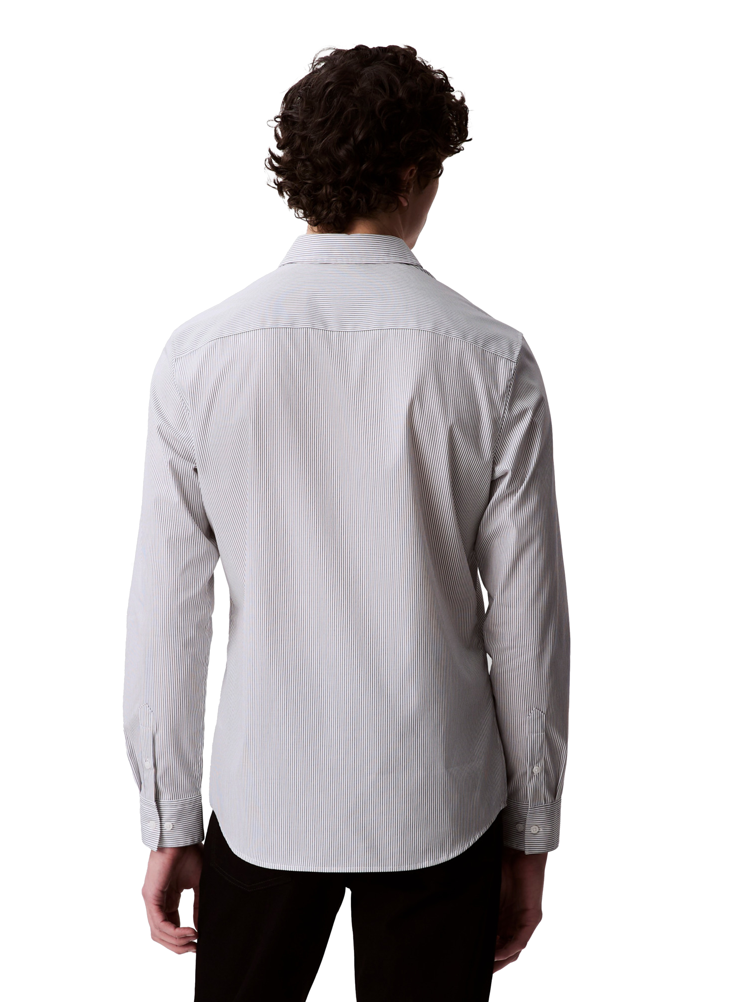 Chemise slim à rayures en coton CALVIN KLEIN Blanc