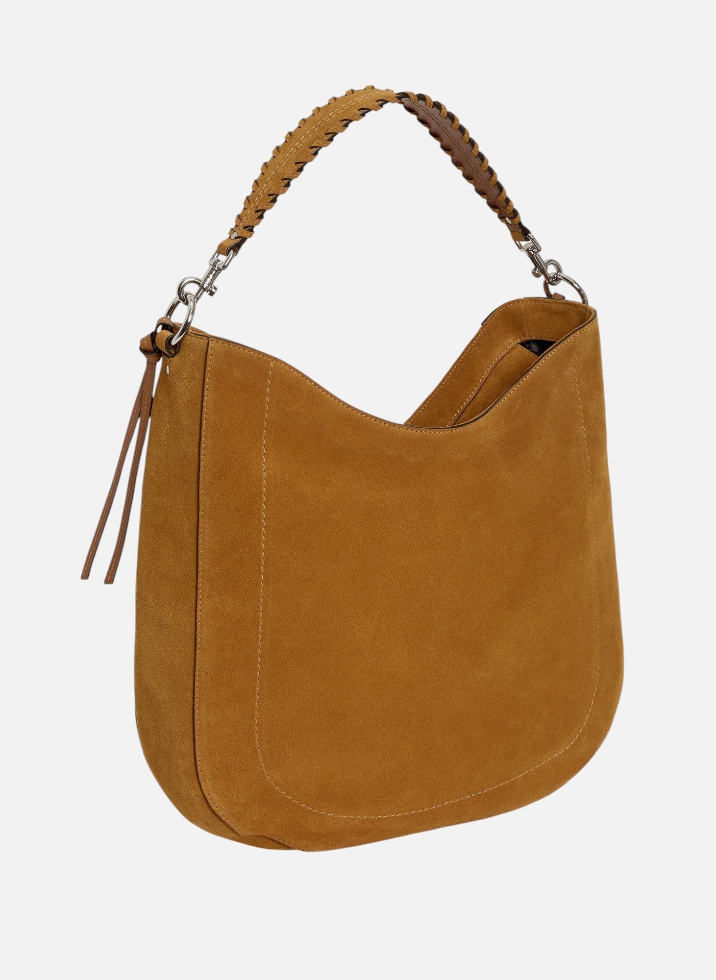 Sac hobo moyen modèle ella en cuir suède et peau lainée LE TANNEUR Marron