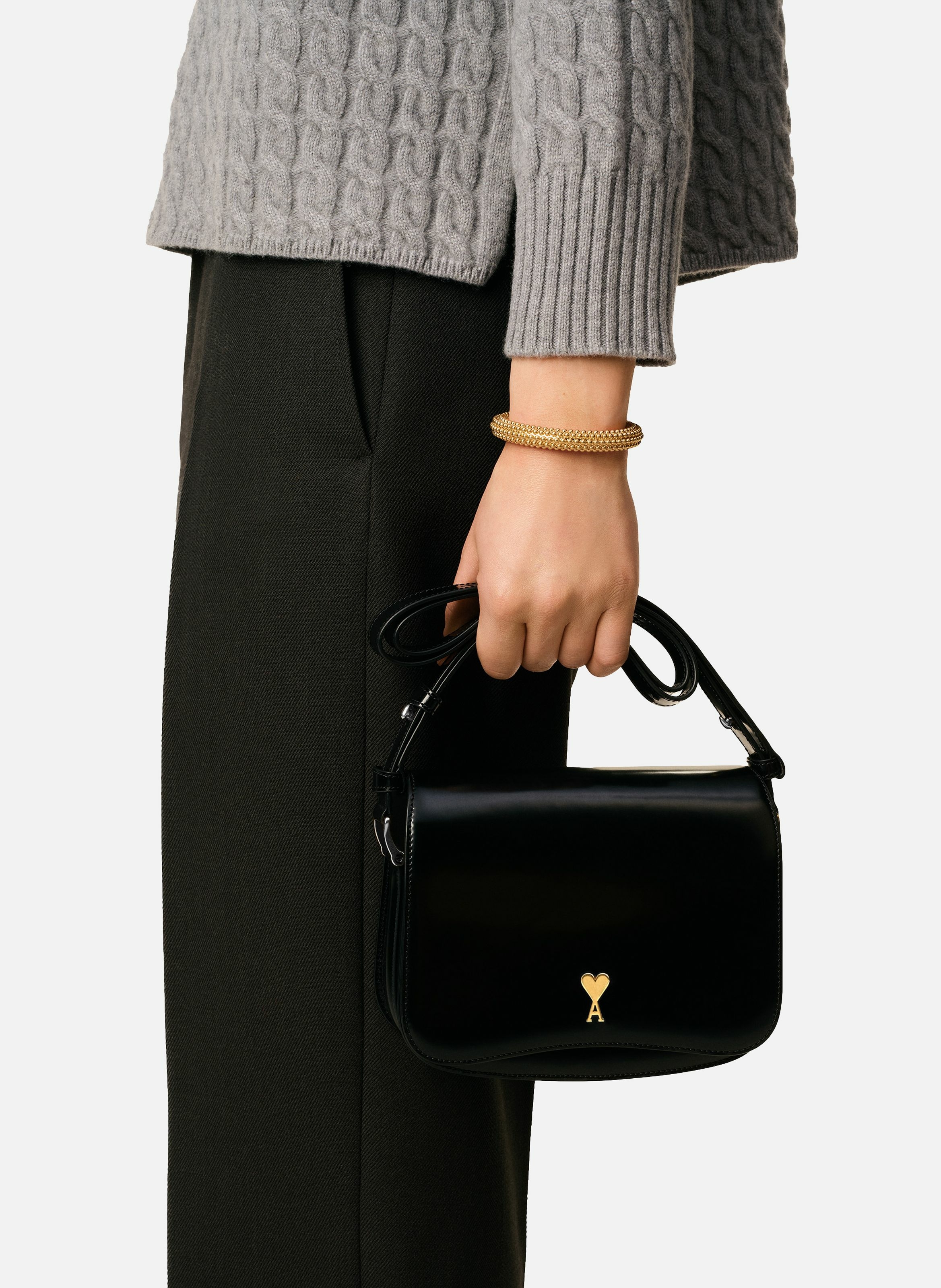 Sac Paris Paris En Cuir Glacé unisexe AMI PARIS Noir