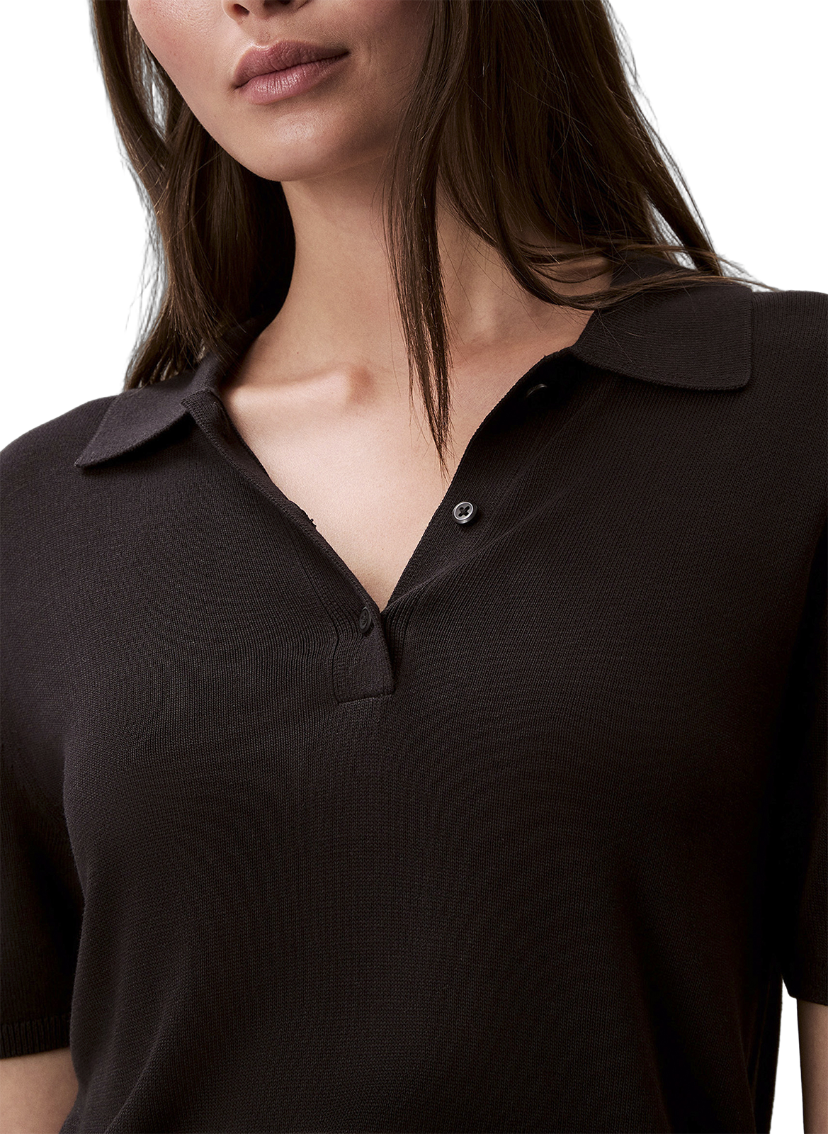 Polo côtelé à manches courtes CALVIN KLEIN Noir