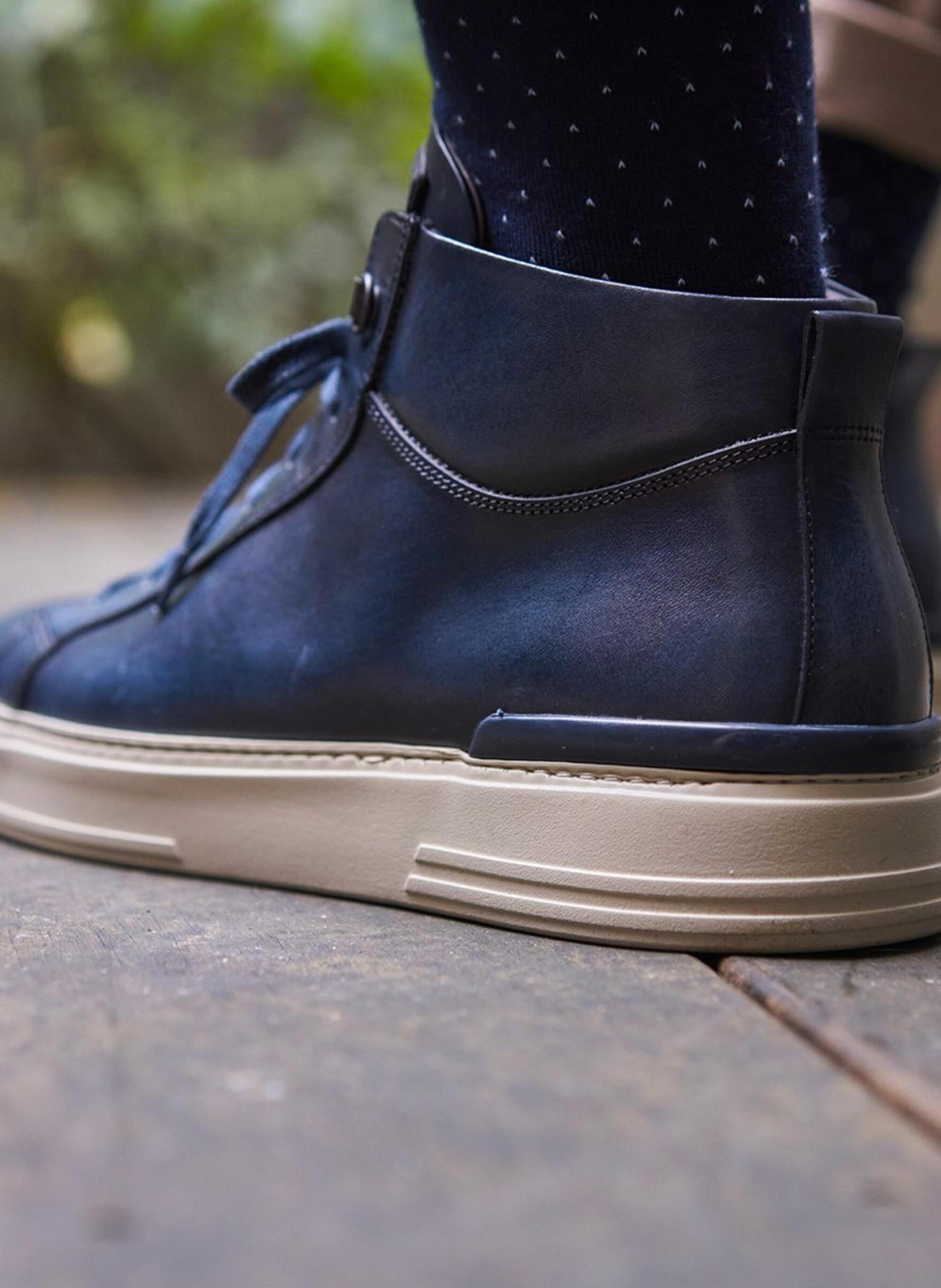Sneaker cuir riva FINSBURY Bleu