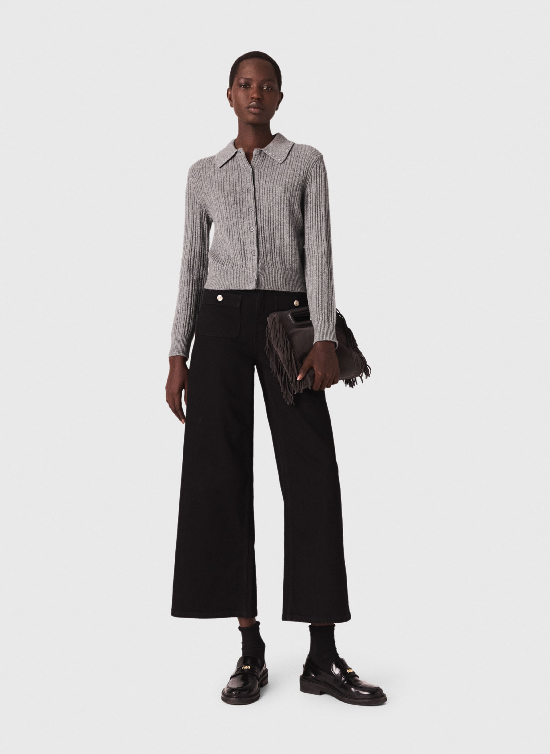 Jean large en coton mélangé MAJE Noir