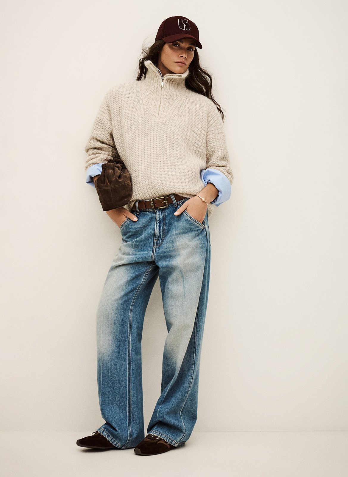 Pull col camionneur en laine mélangée beltane BA&SH Beige