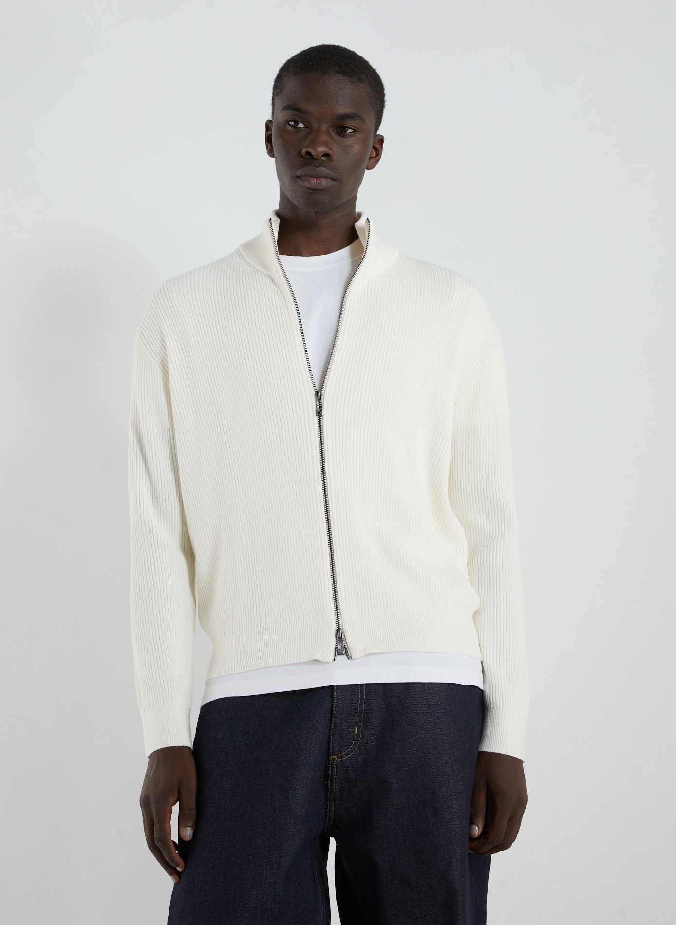 ARMANI EXCHANGE Ribbed wool and cotton blend vest White