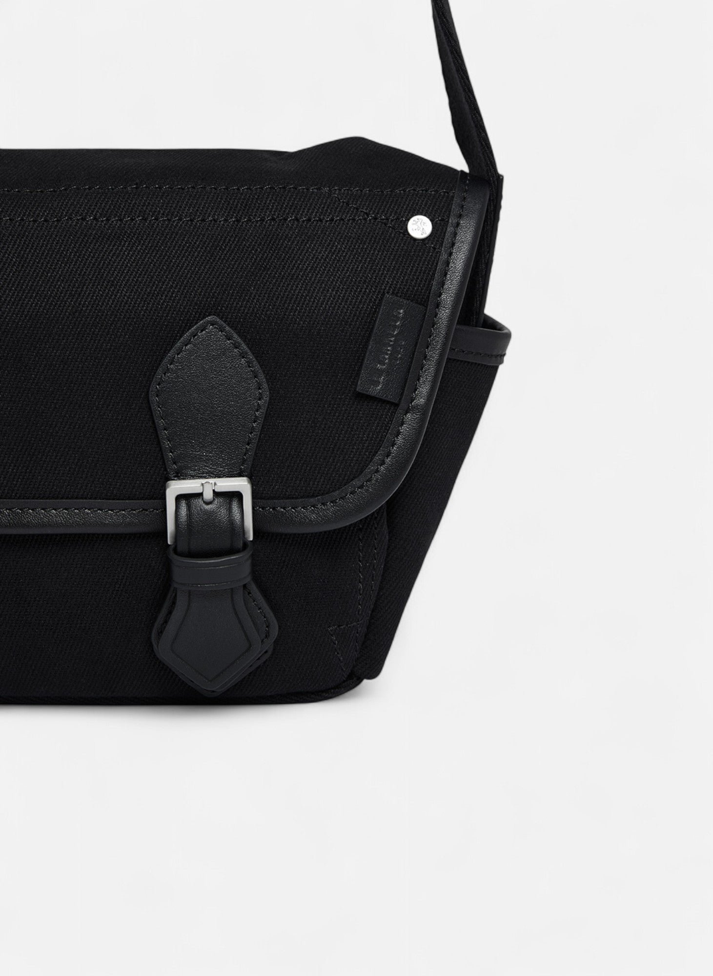 Petit sac bandoulière solveig en toile coton et cuir lisse LE TANNEUR Noir