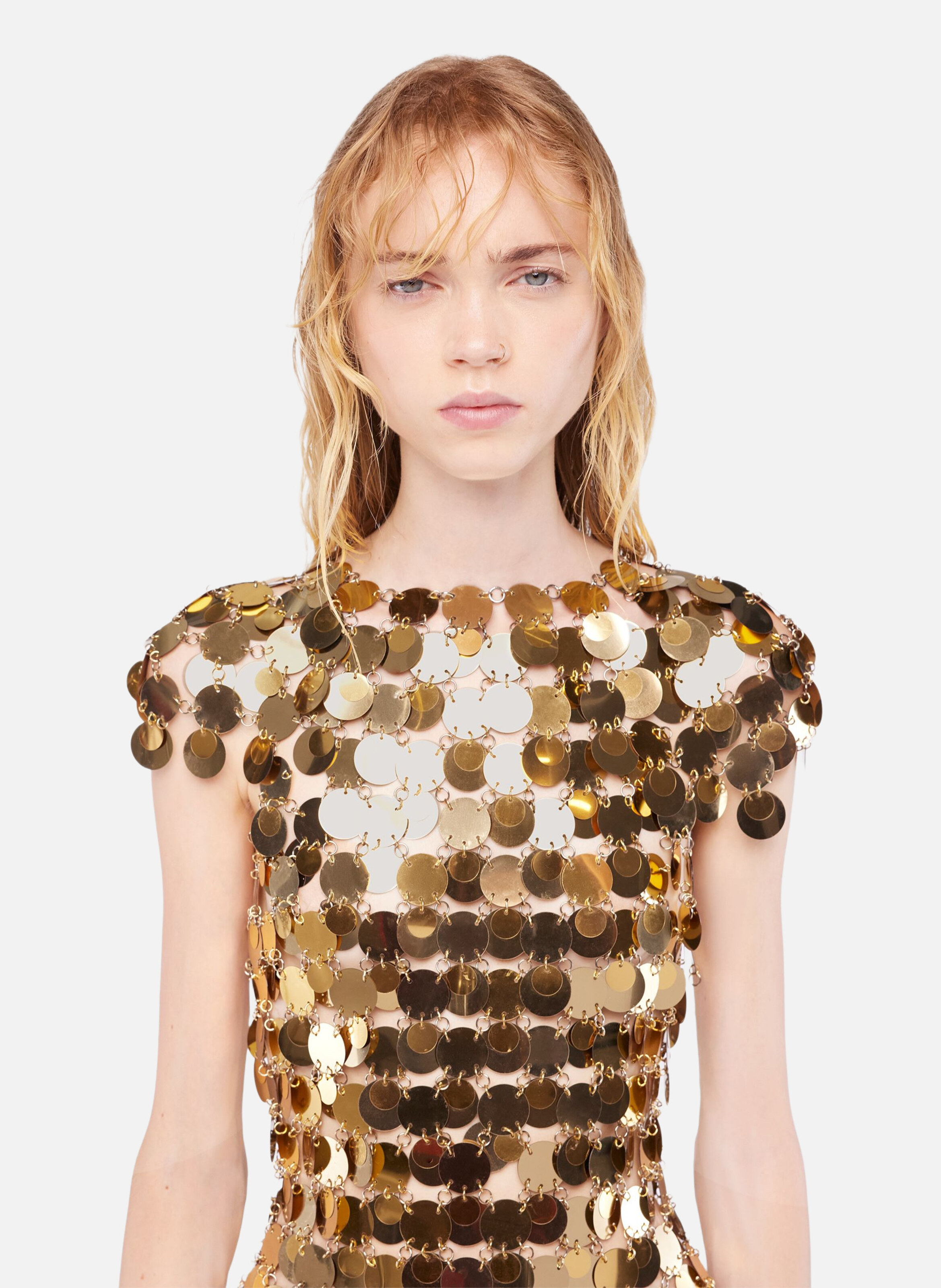 Mini robe en pastilles sparkle RABANNE Doré