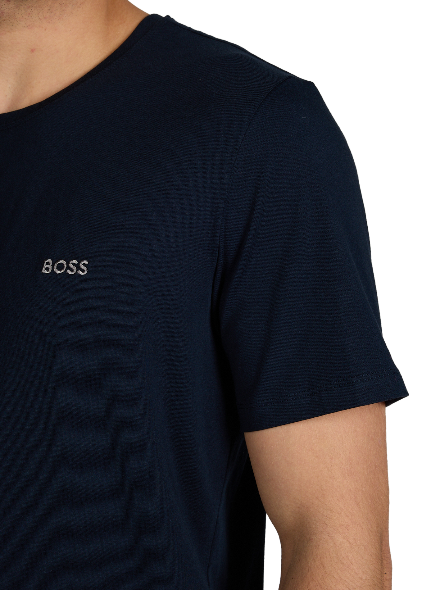 Plain round neck t-shirt in blended cotton BOSS Blue