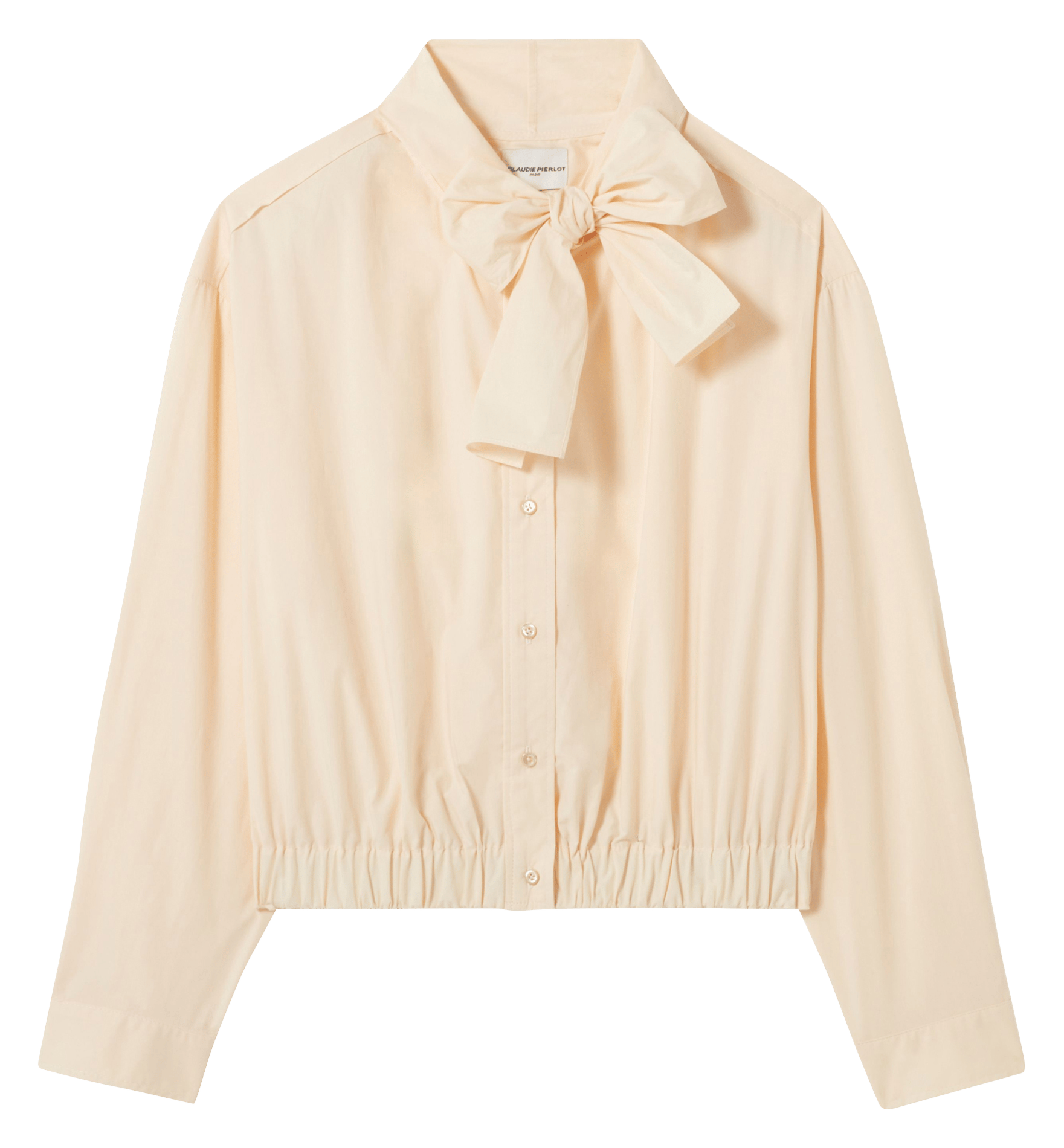 Chemise droite col lavallière en coton CLAUDIE PIERLOT Beige