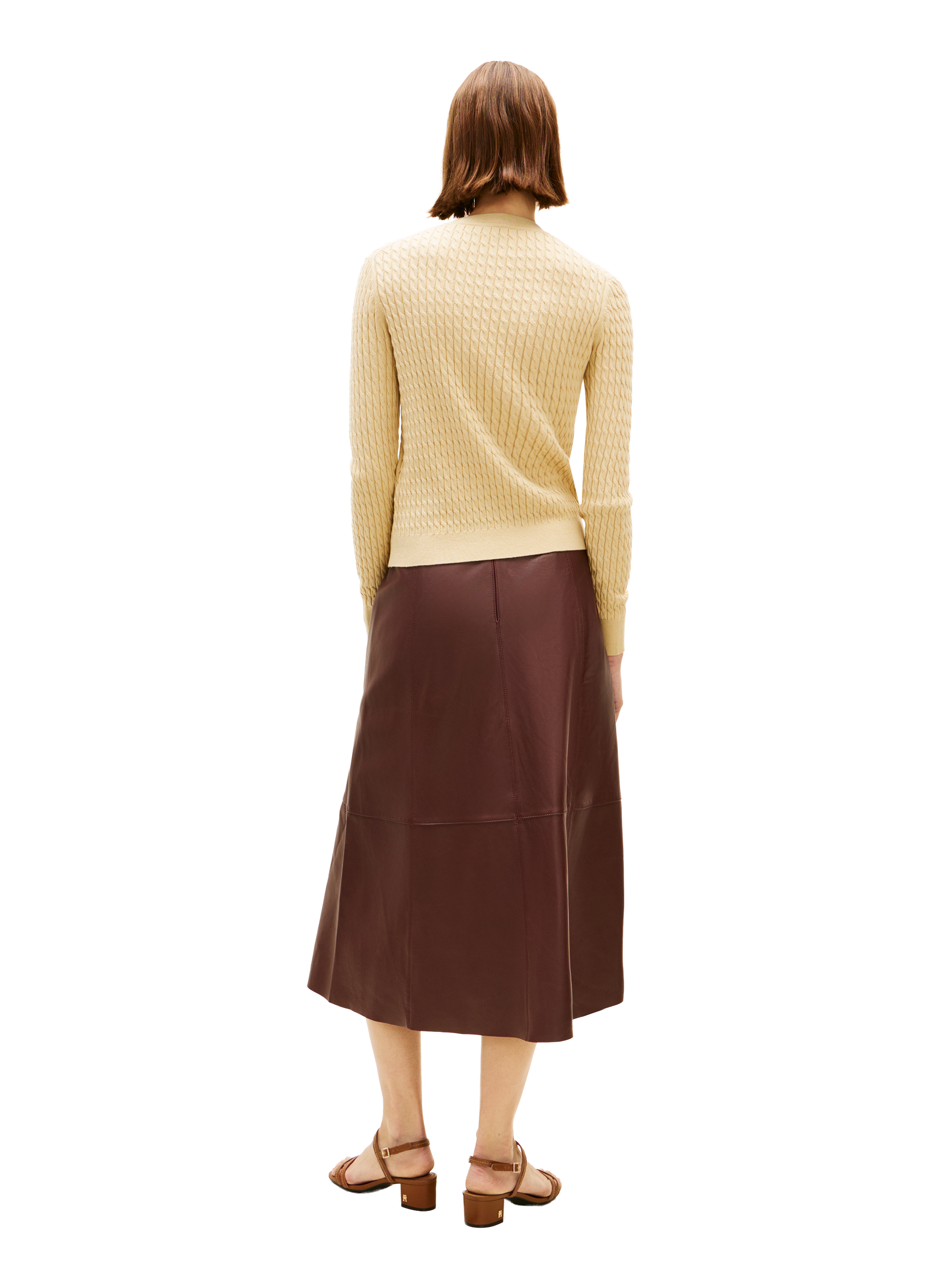 Pull torsadé en coton TOMMY HILFIGER Beige