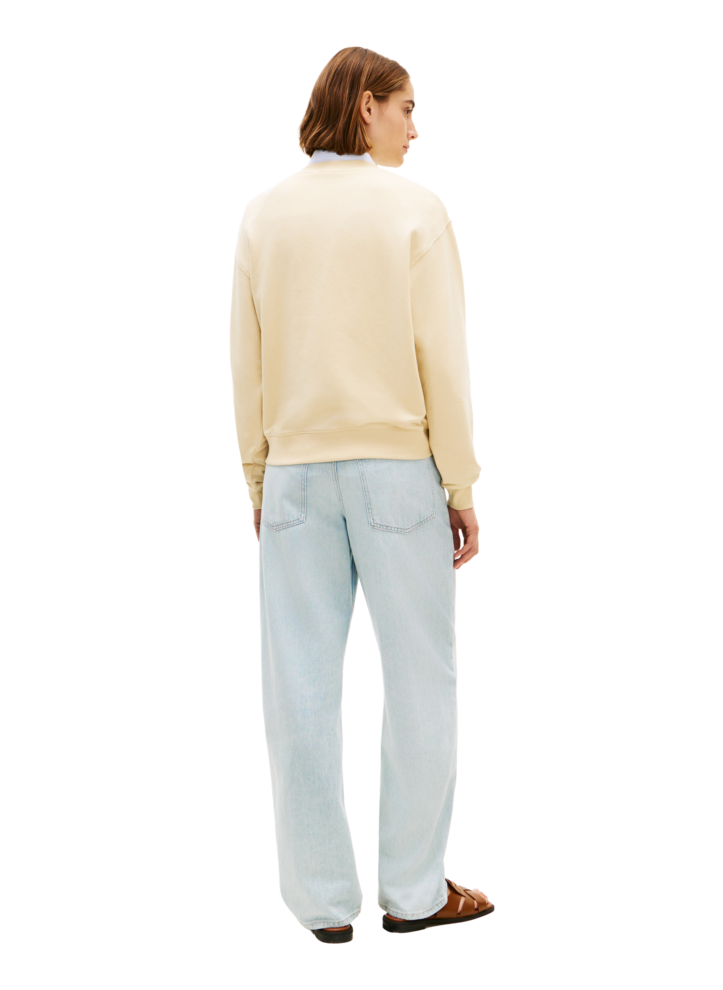 Sweat droit brodé en coton mélangé TOMMY HILFIGER Blanc