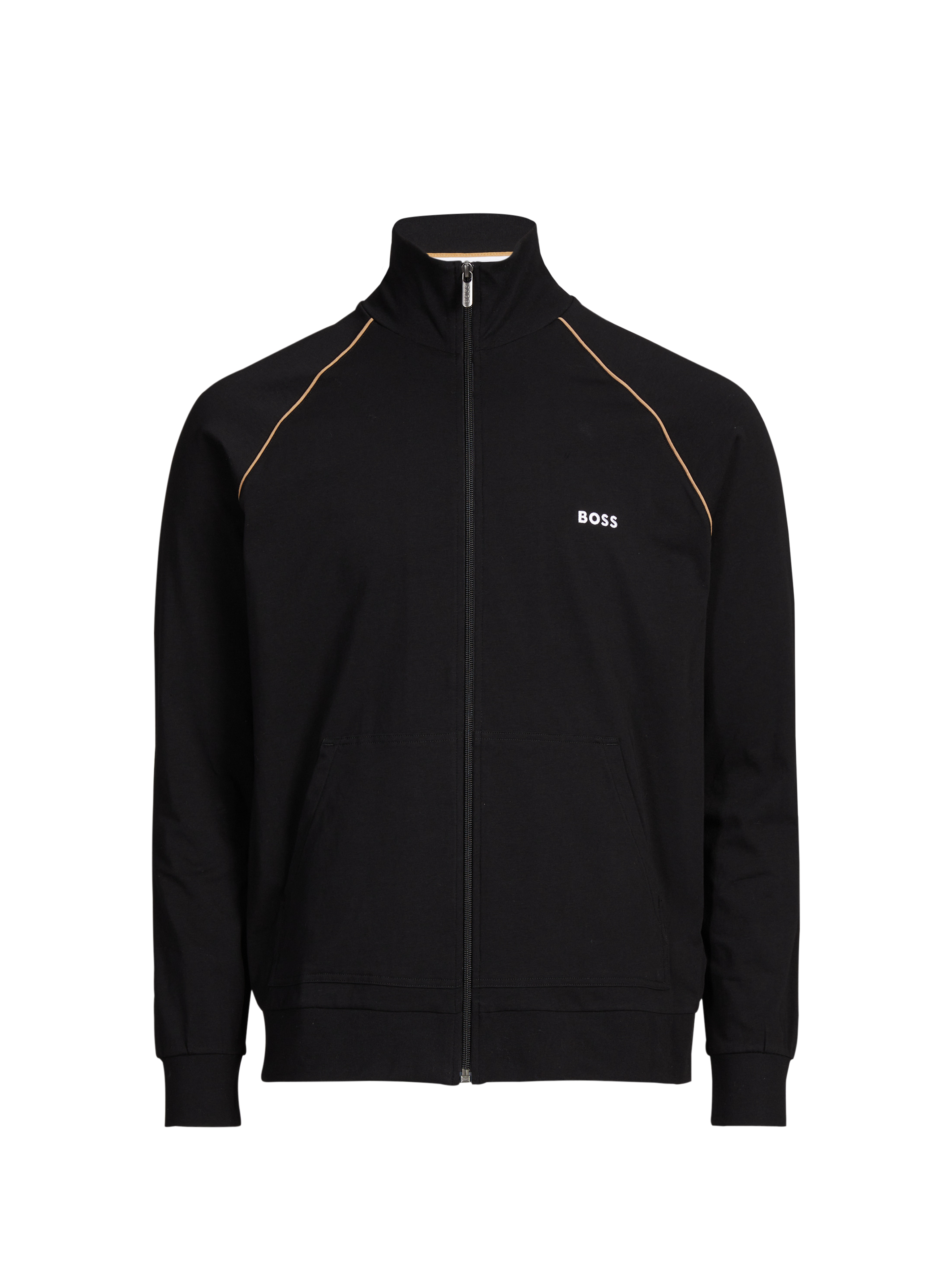 Jacket with high collar in mixed cotton BOSS Black