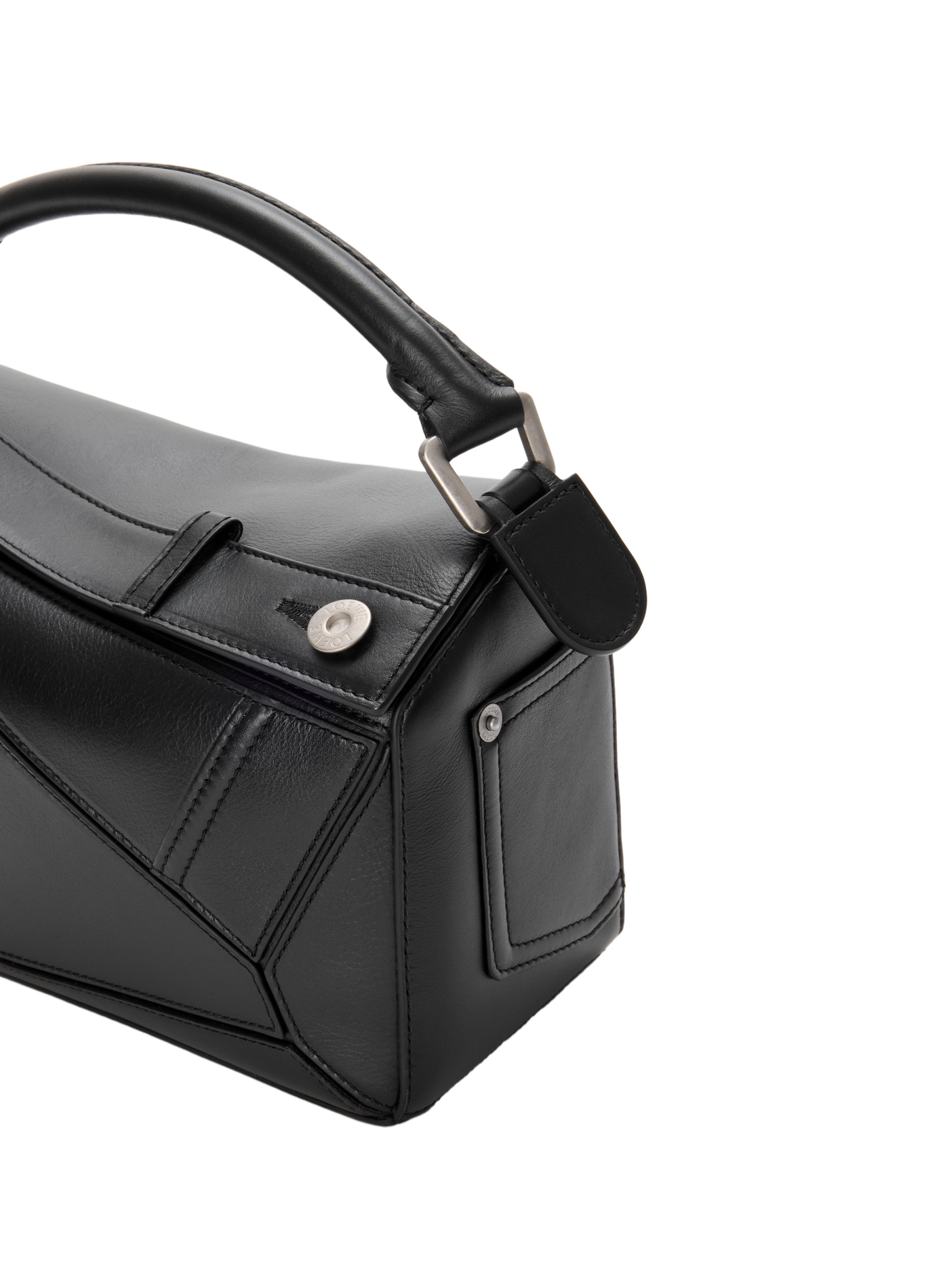 Petit sac Puzzle Panta en cuir de veau brillant LOEWE Noir