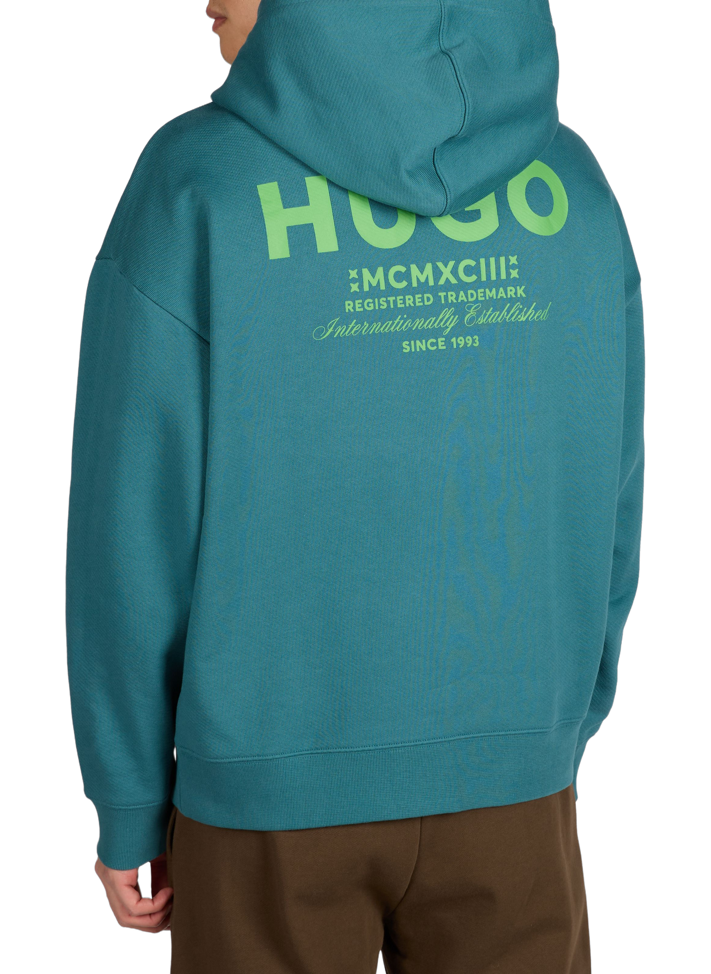 Oversized cotton hoodie HUGO BLUE Blue