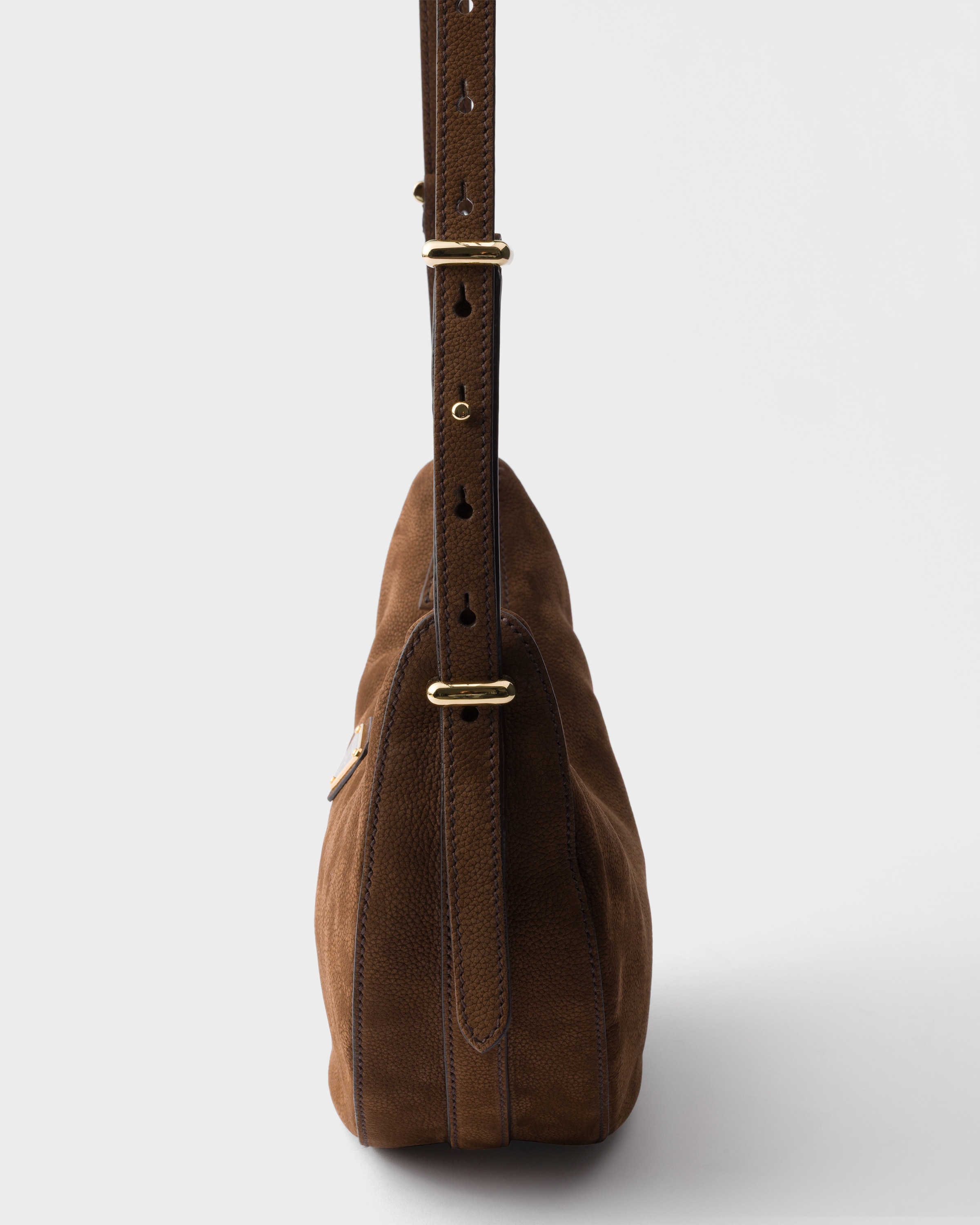 Petit sac prada arqué en cuir nubuck PRADA Marron