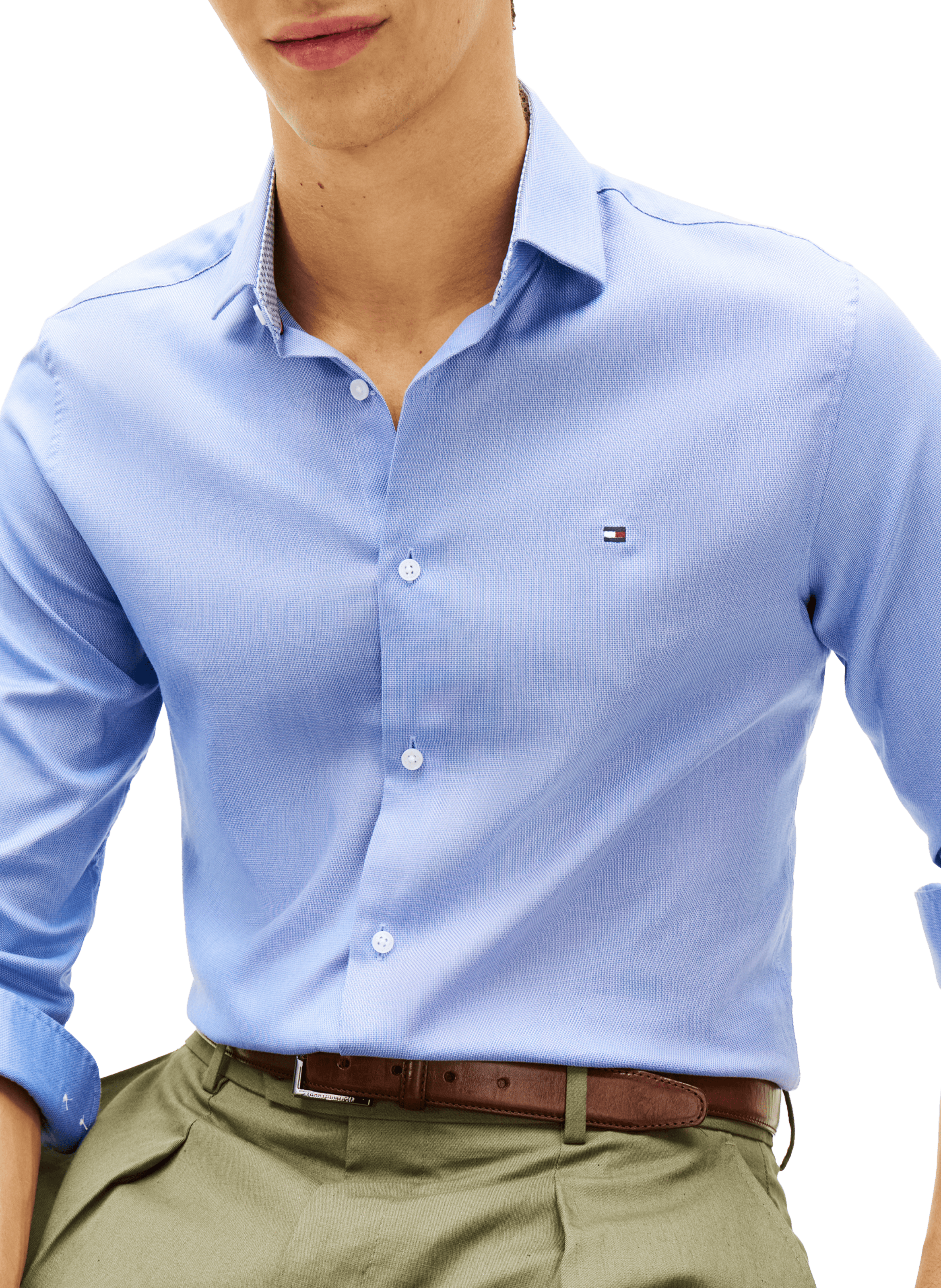 Straight cotton blend Shirt TOMMY HILFIGER Blue