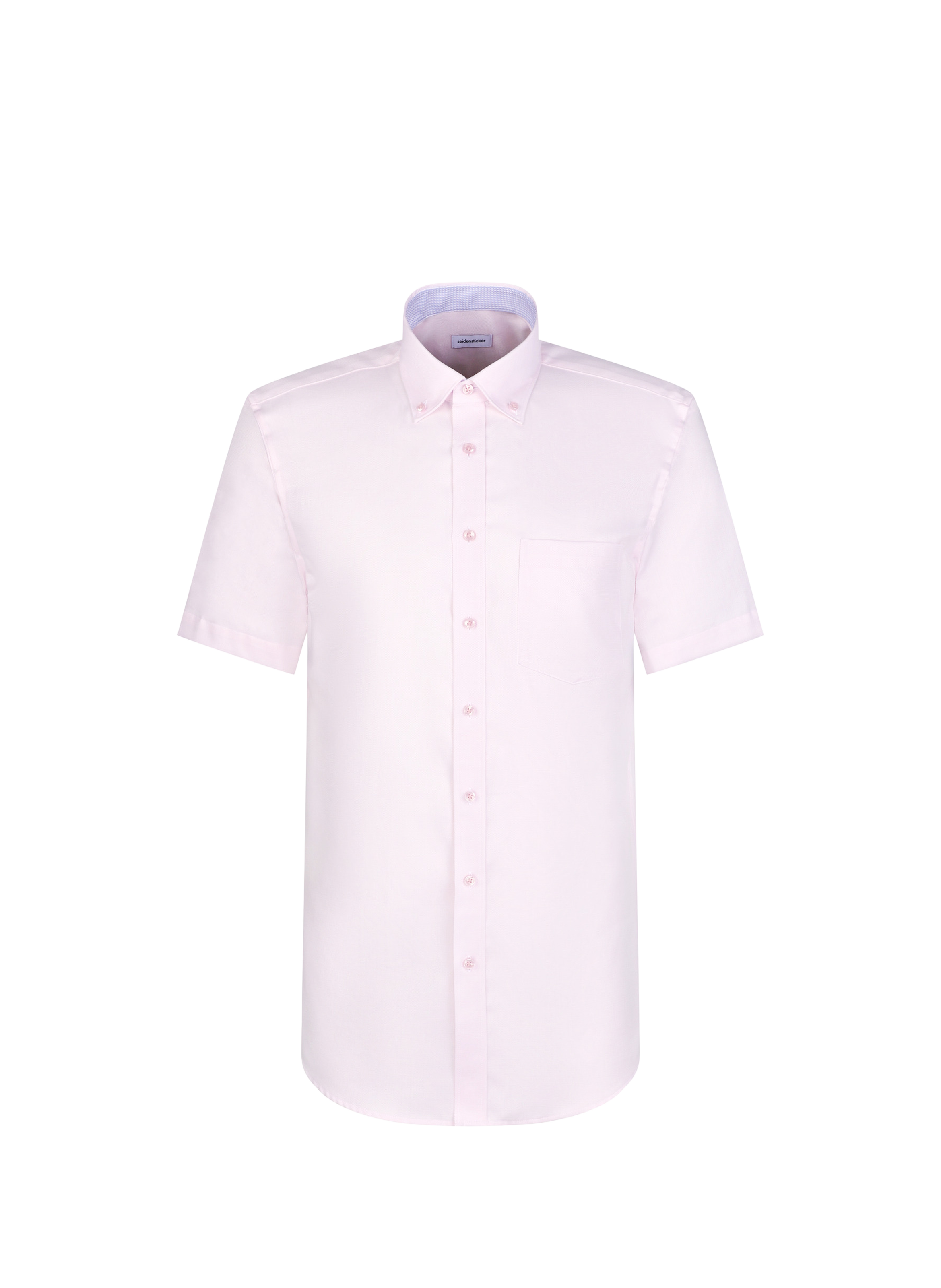 Chemise unie à manches courtes en lin SEIDENSTICKER Bleu