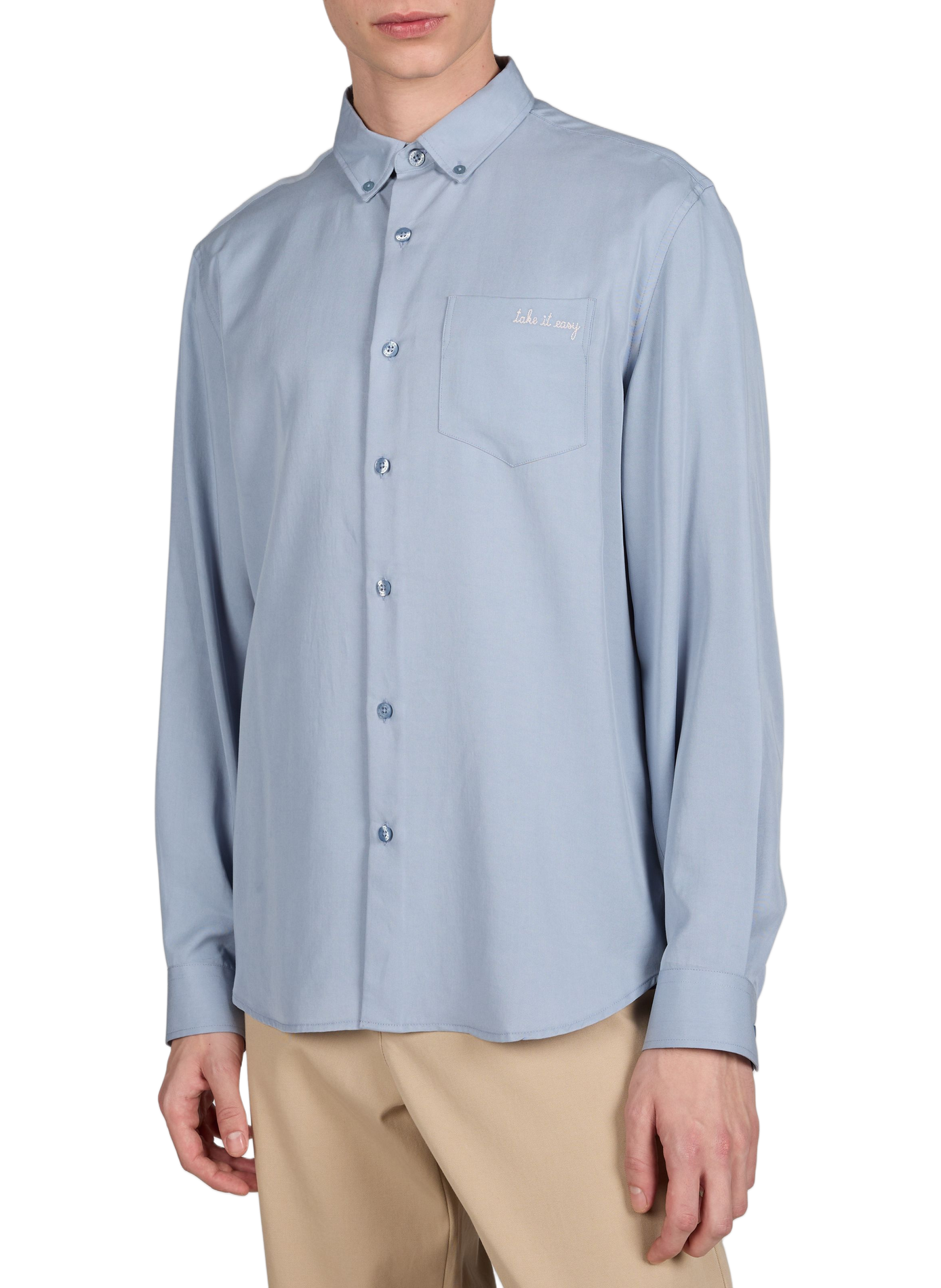 Embroidered straight Tombelle shirt MAISON LABICHE Blue