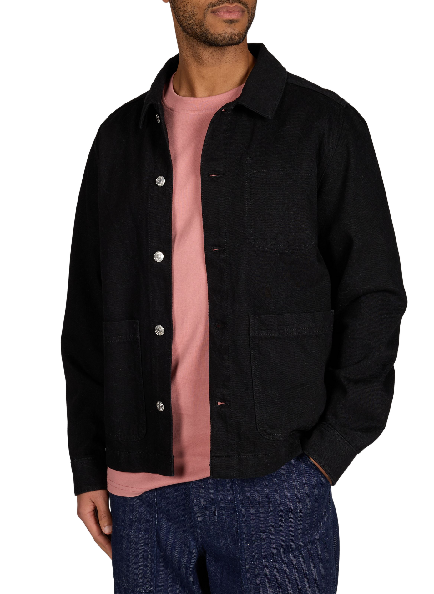 Layton jacquard cotton overshirt LES DEUX Black