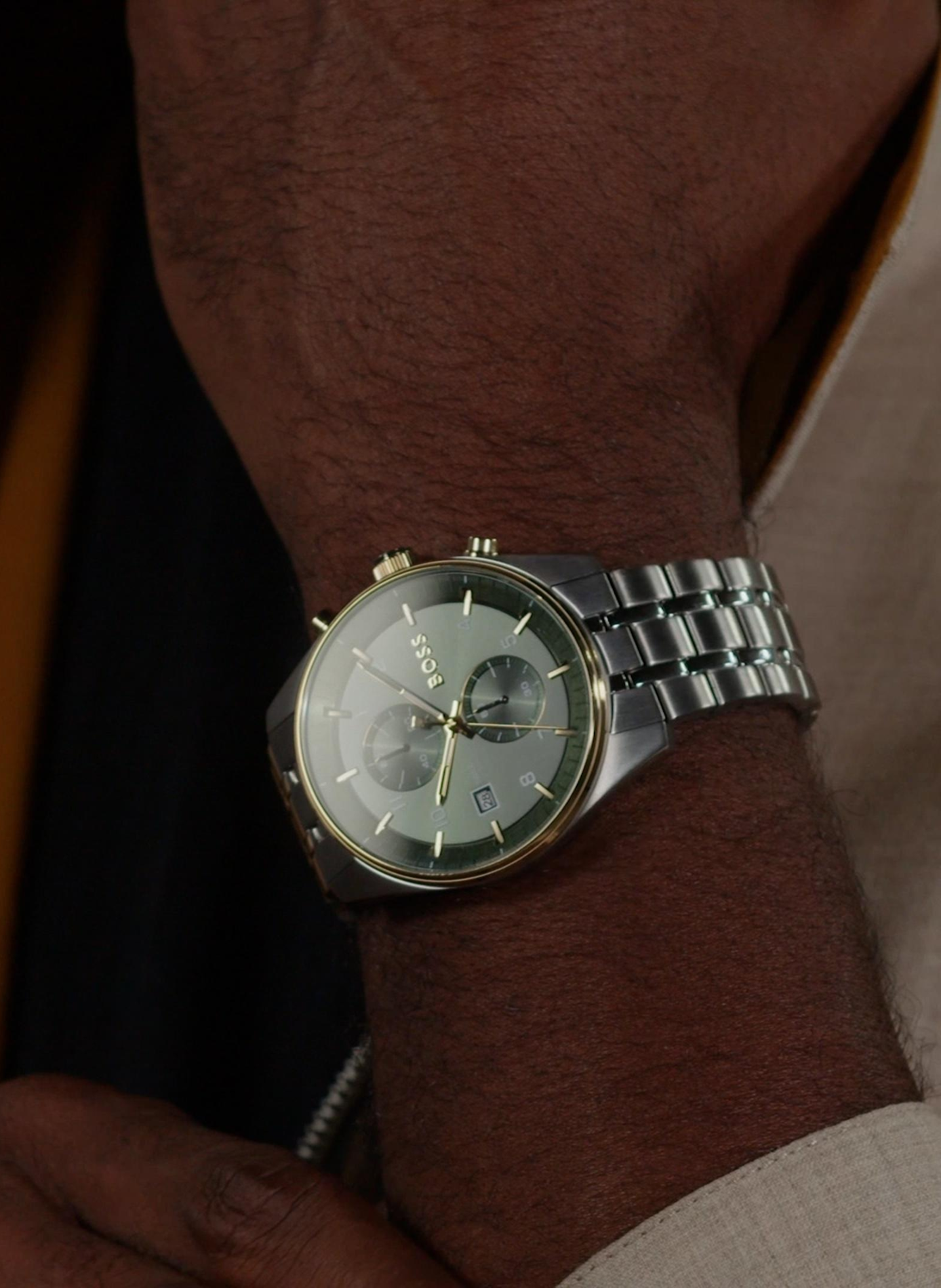 Montre quartz Skytraveller en acier inoxydable BOSS MONTRES Vert