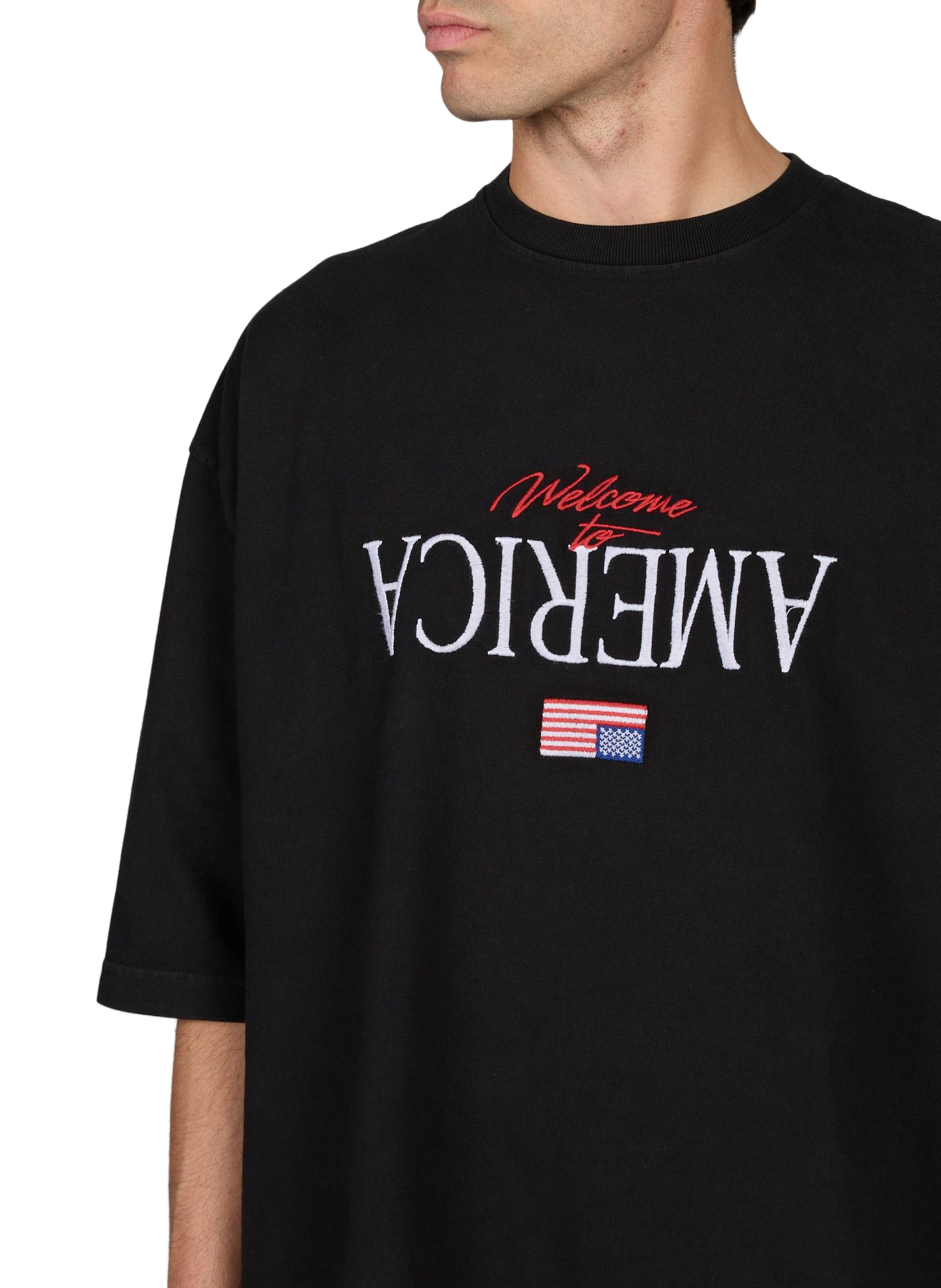 T-shirt large Welcome to America - Buffalo en coton WILLY CHAVARRIA Noir