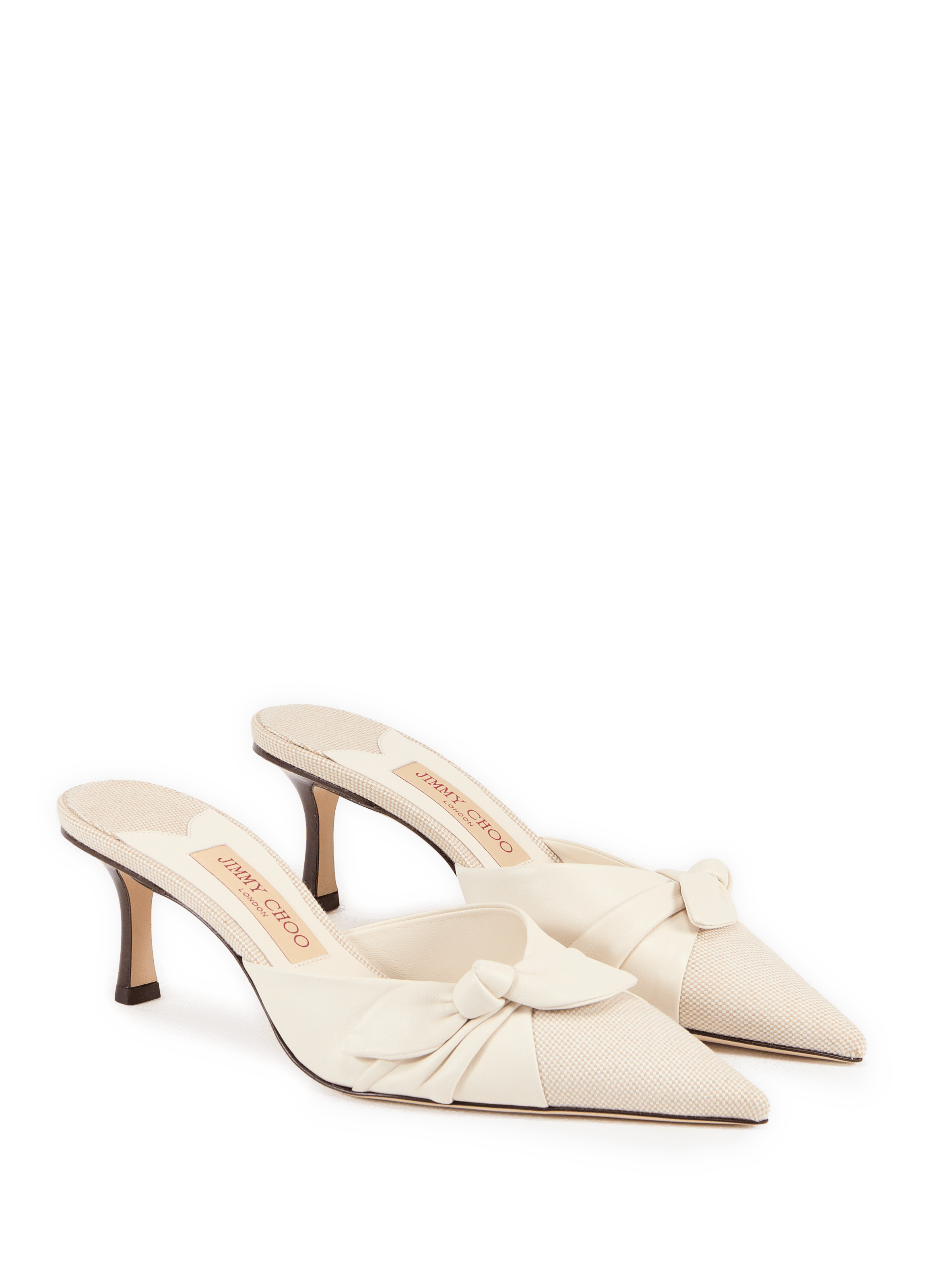 Livi 65 canvas and leather heeled mules JIMMY CHOO Beige