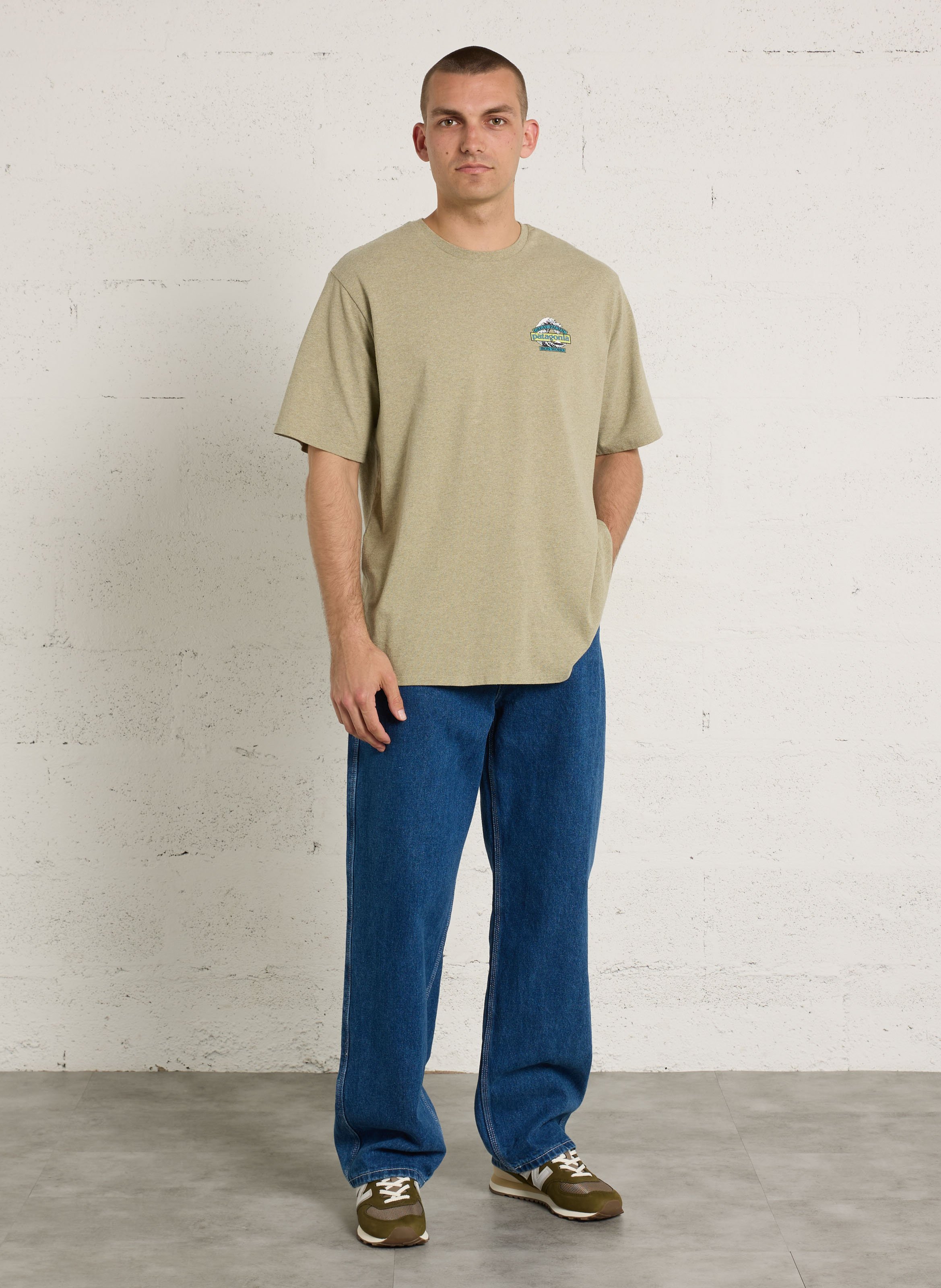 Straight round-neck t-shirt in blended recycled cotton PATAGONIA Beige