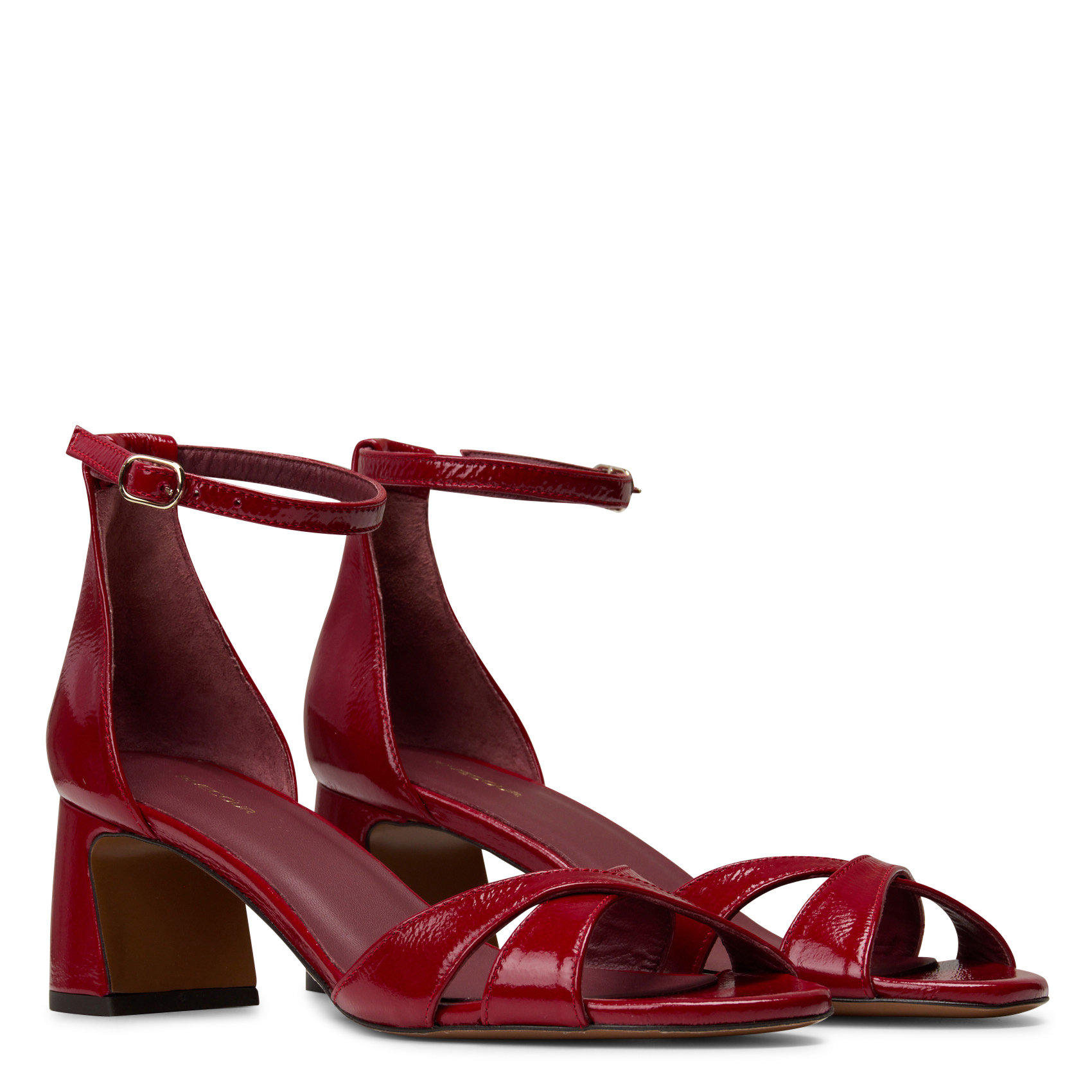Sandales à talons en cuir vernis n°595 RIVECOUR Rouge
