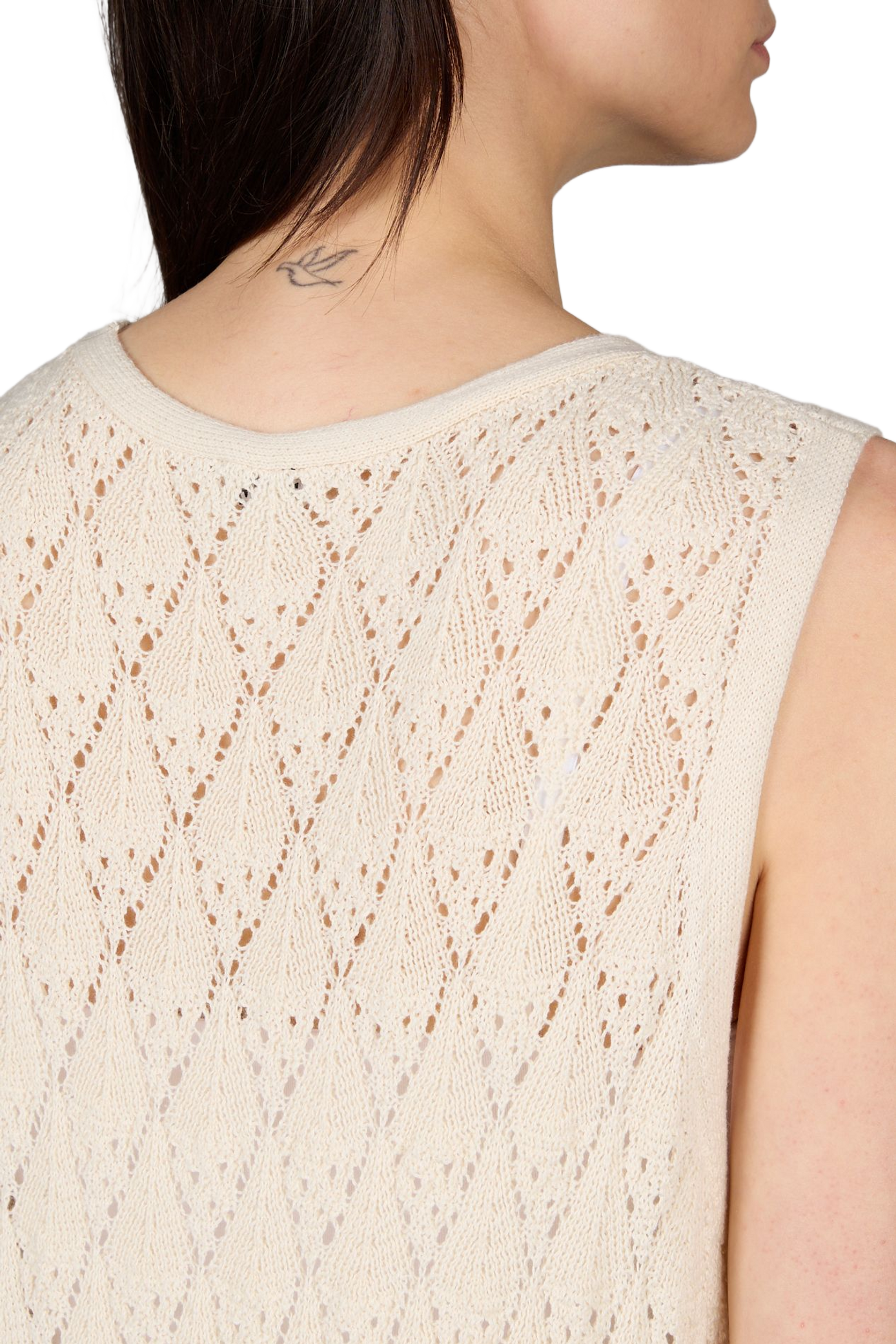 Robe longue en maille en coton mélangé OBJECT Beige