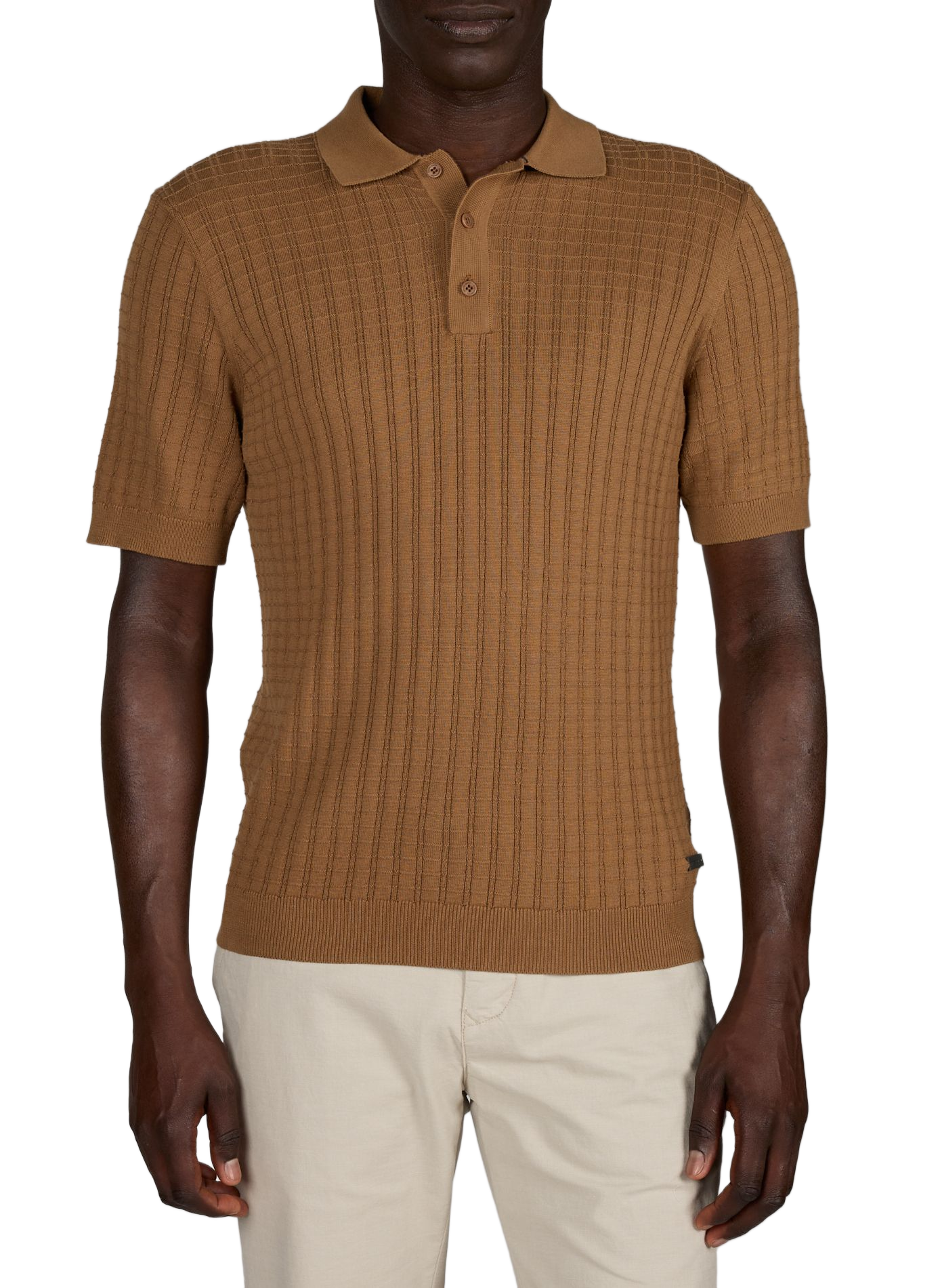 Polo aus strukturiertem Baumwollstrick PIERRE CARDIN Braun