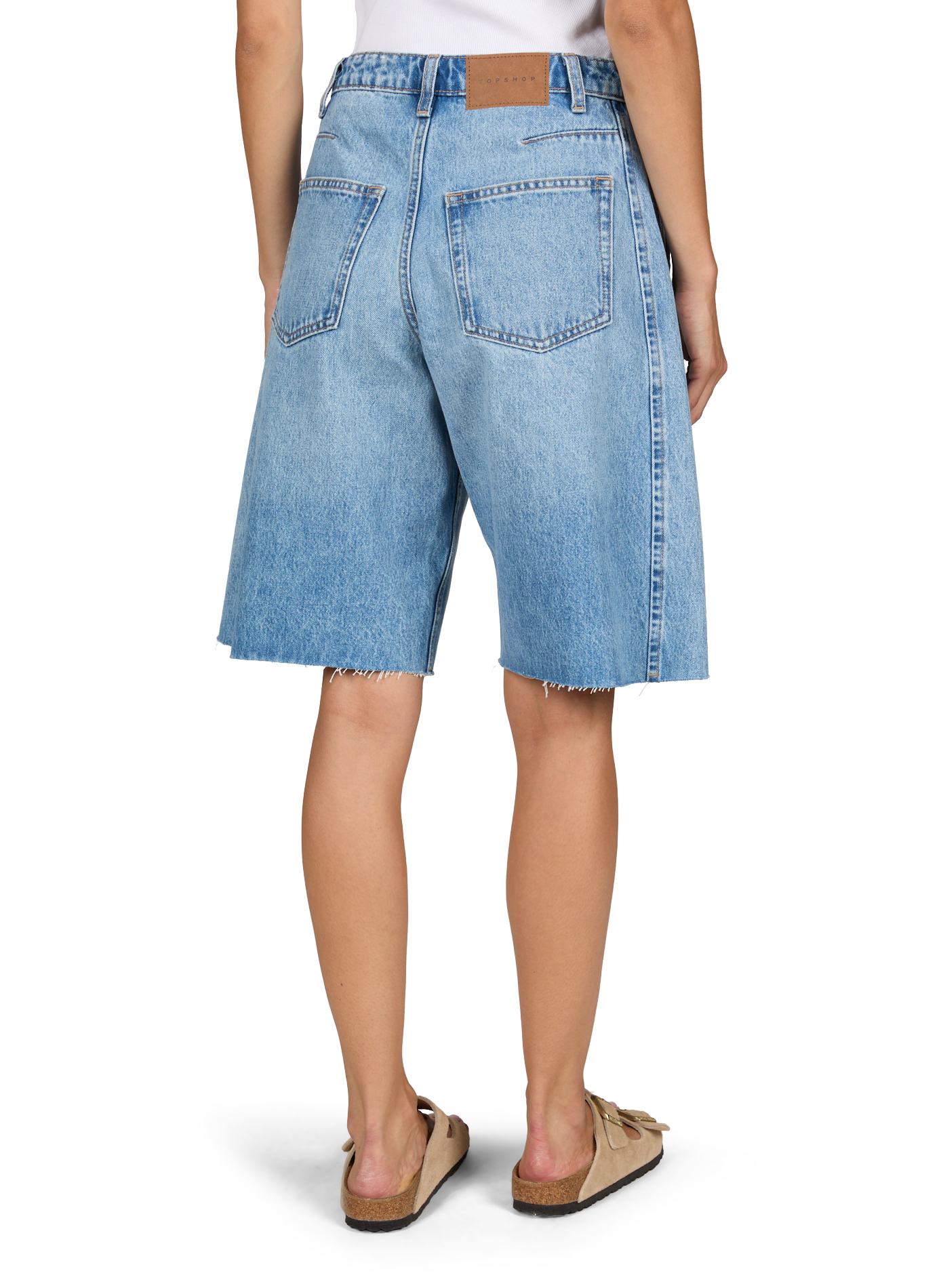 Bermuda Tsjoa en denim de coton TOPSHOP Bleu