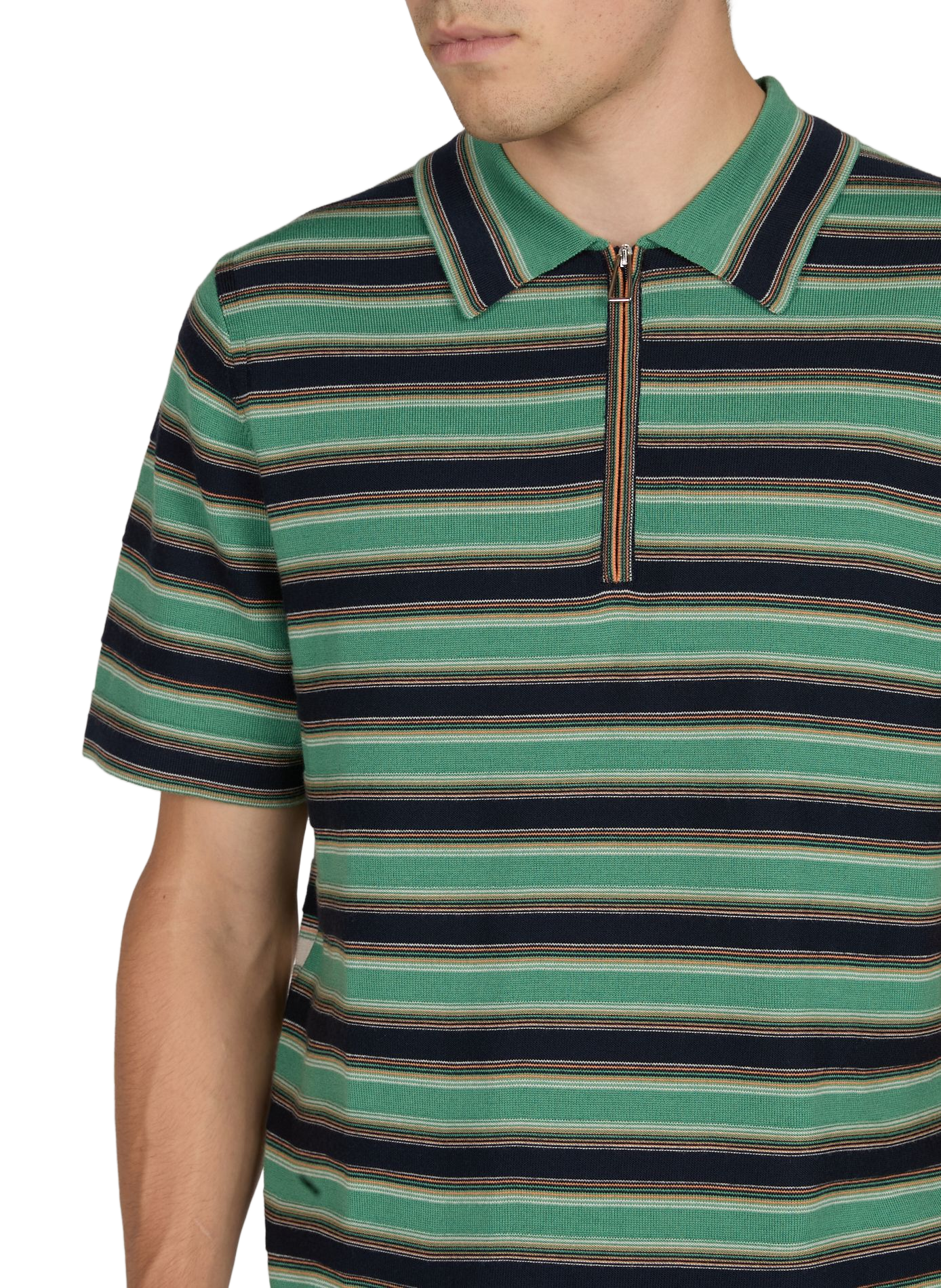 Polo droit rayé en laine mérinos PAUL SMITH Vert