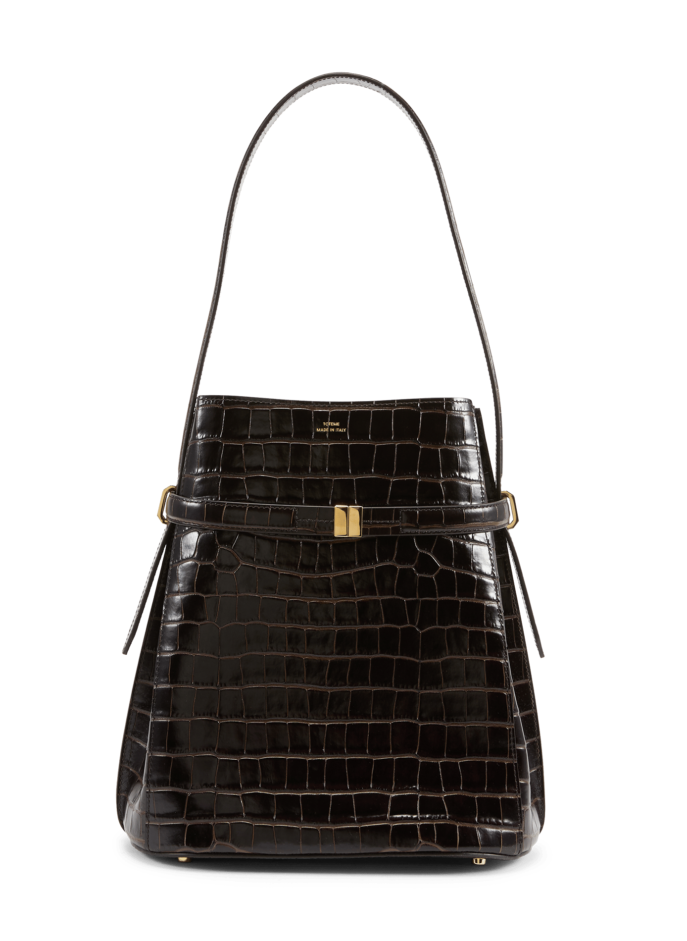 Cow leather crocodile effect bucket bag TOTEME Brown