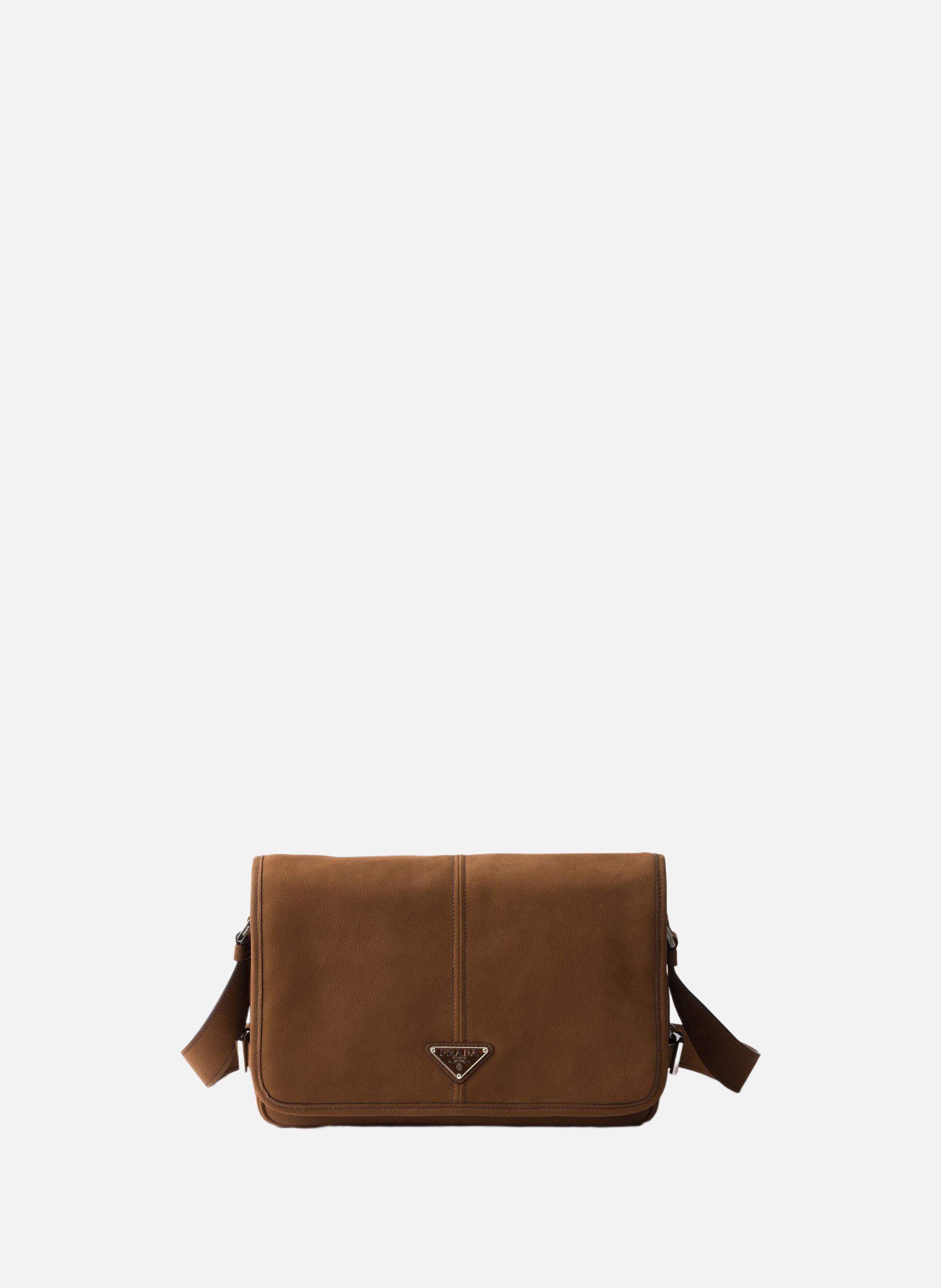 Sac à bandoulière en cuir nubuck PRADA Marron