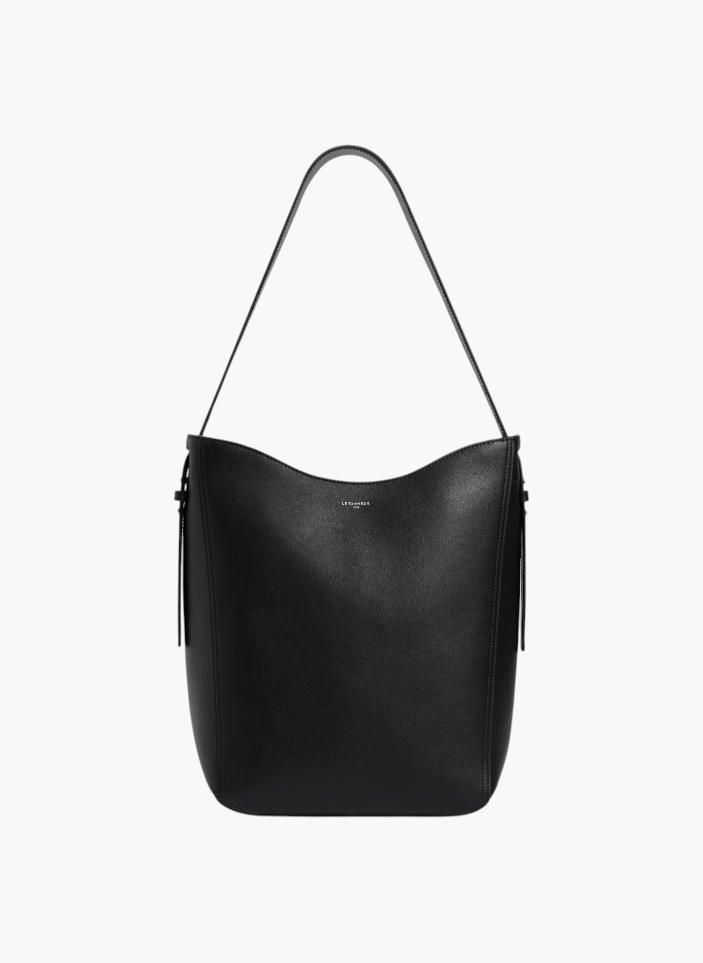 Sac hobo moyen modèle céleste en cuir lisse LE TANNEUR Noir