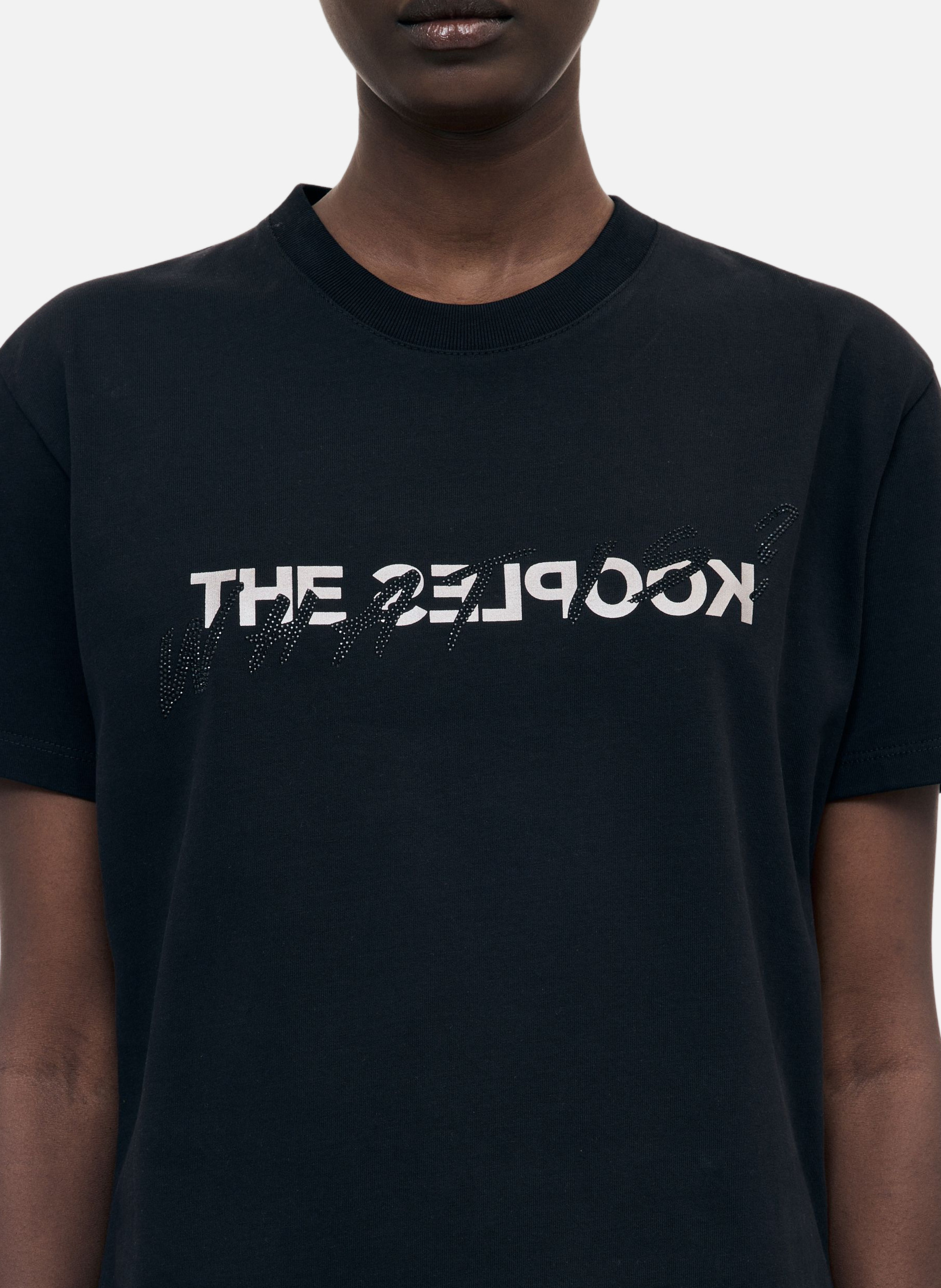 T-shirt en coton what is avec strass THE KOOPLES Noir