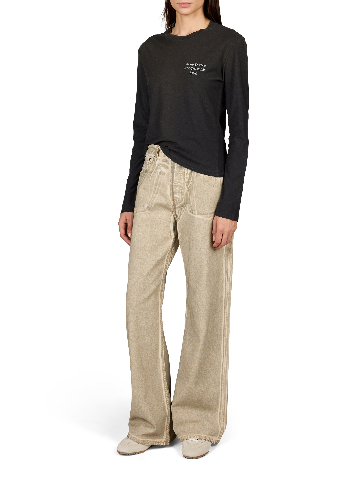 T-shirt with worn logo in blended cotton ACNE STUDIOS Black