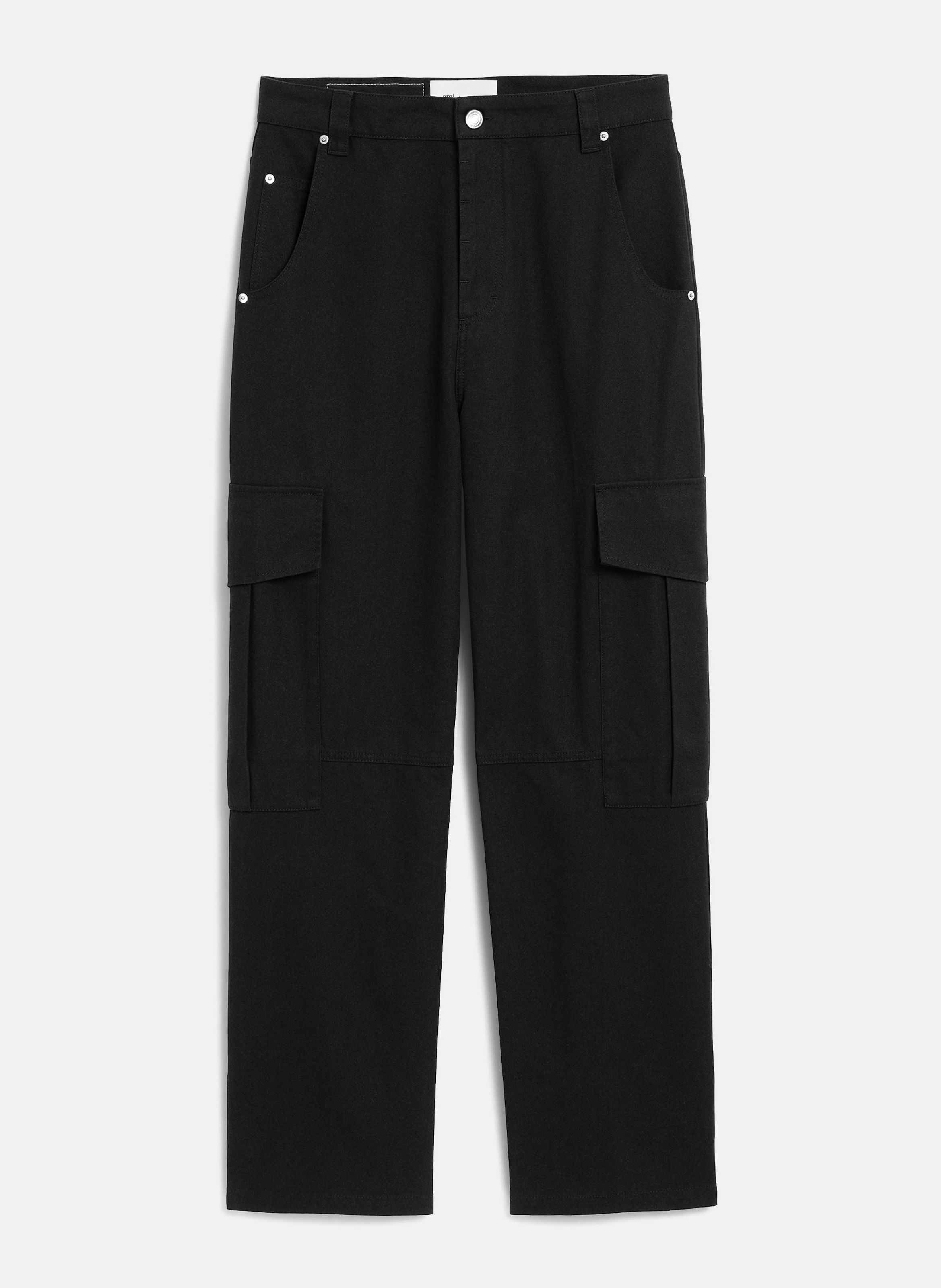 Pantalon cargo coupe baggy en coton AMI PARIS Noir