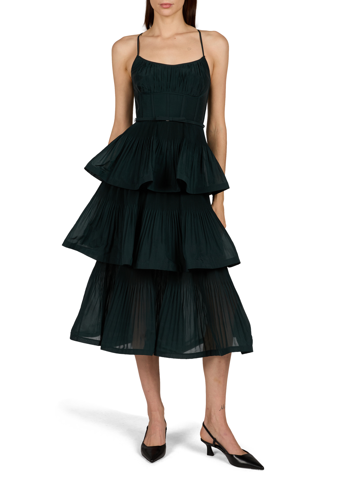 Pleated dress with ruffles ZIMMERMANN Green