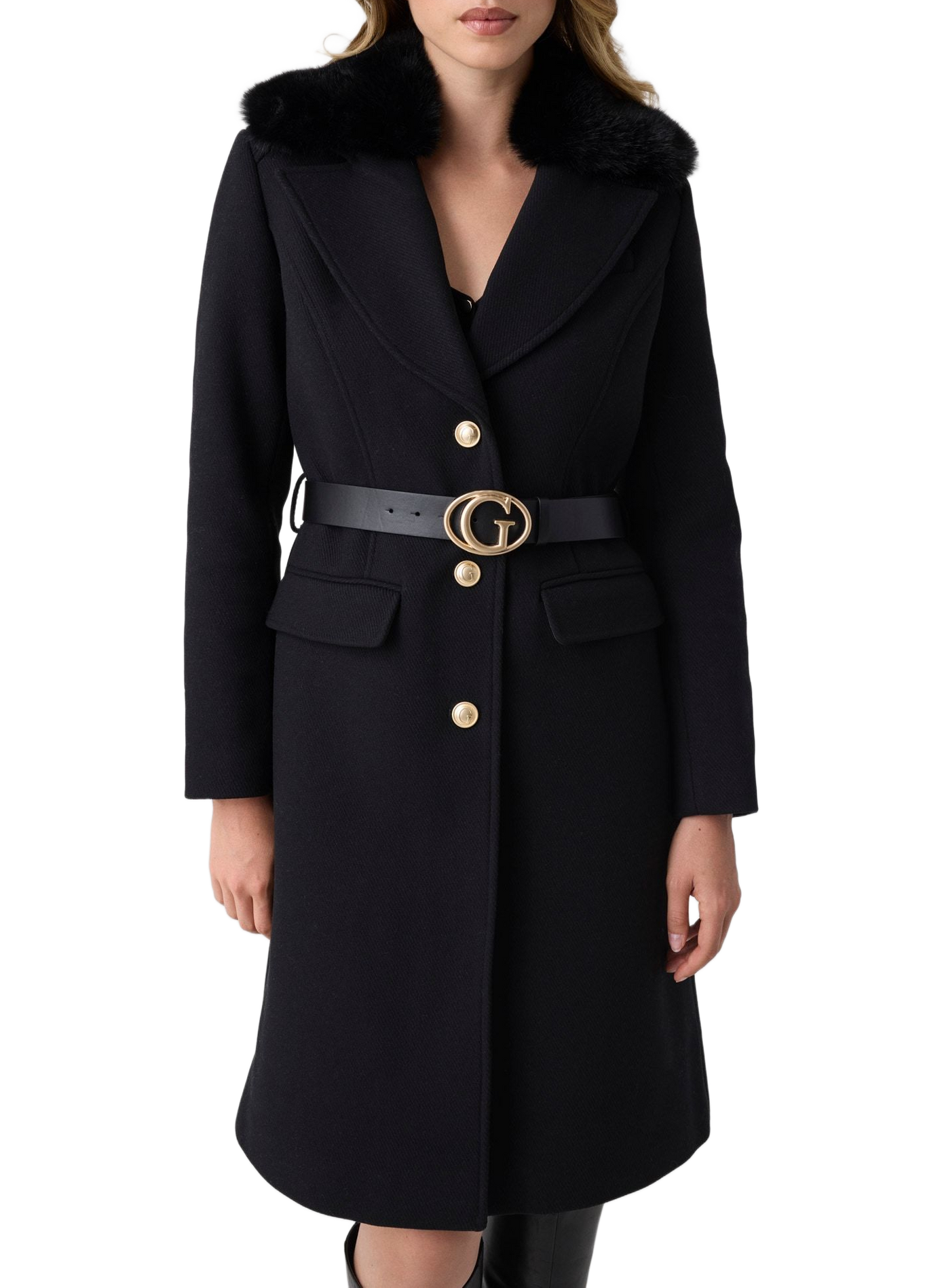 Long belted coat GUESS Black
