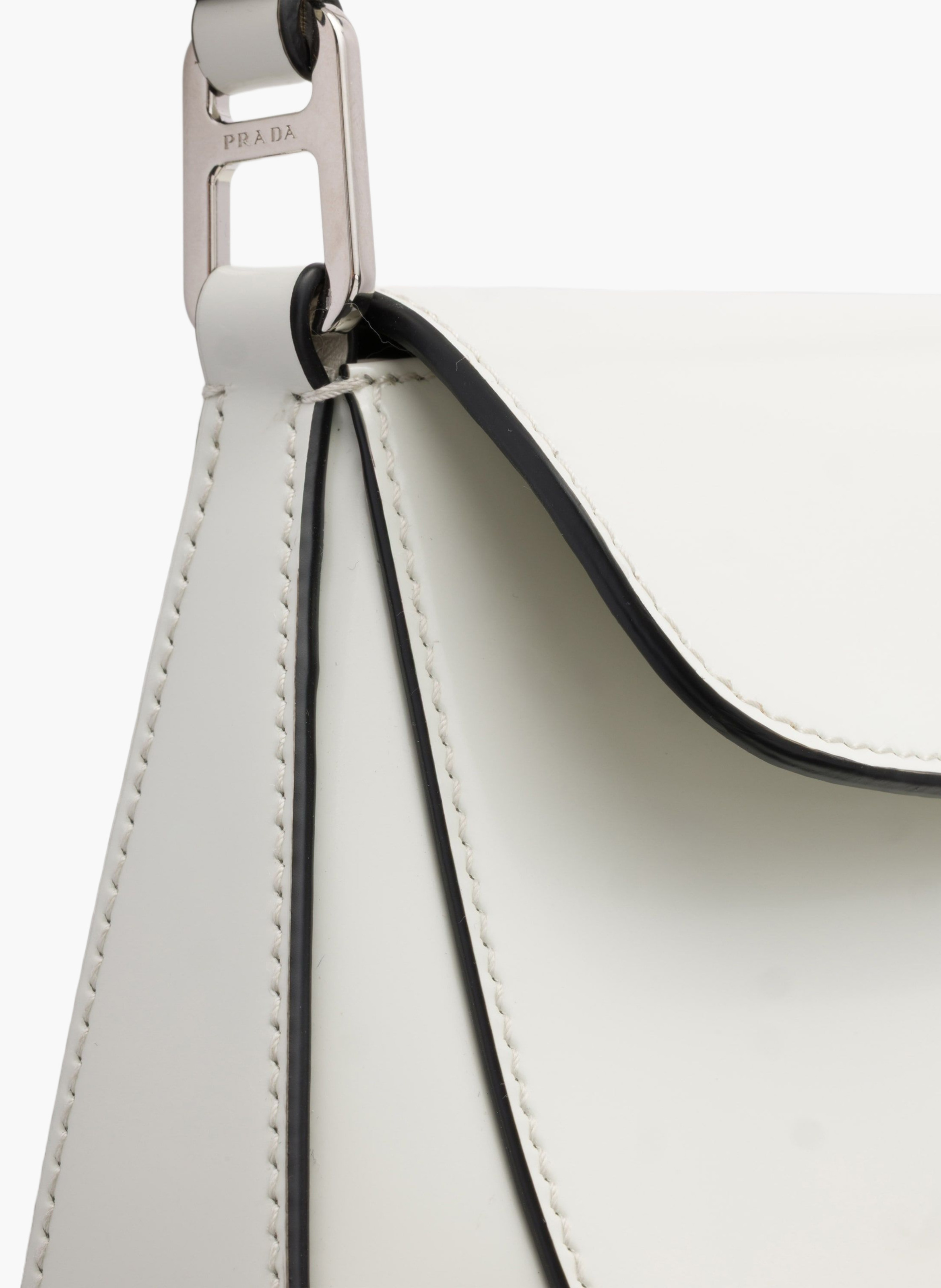 Sac porté épaule prada cleo en cuir brossé PRADA Blanc