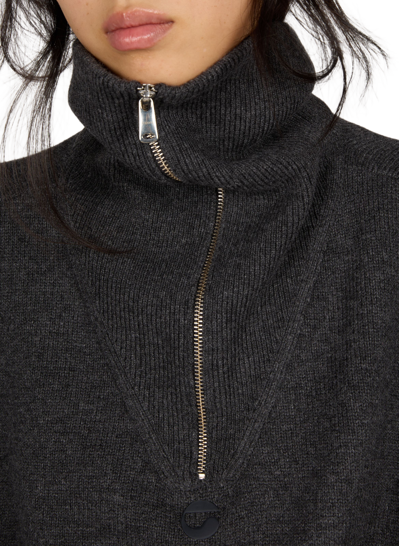 High-neck zip-up wool blend sweater COPERNI Grey