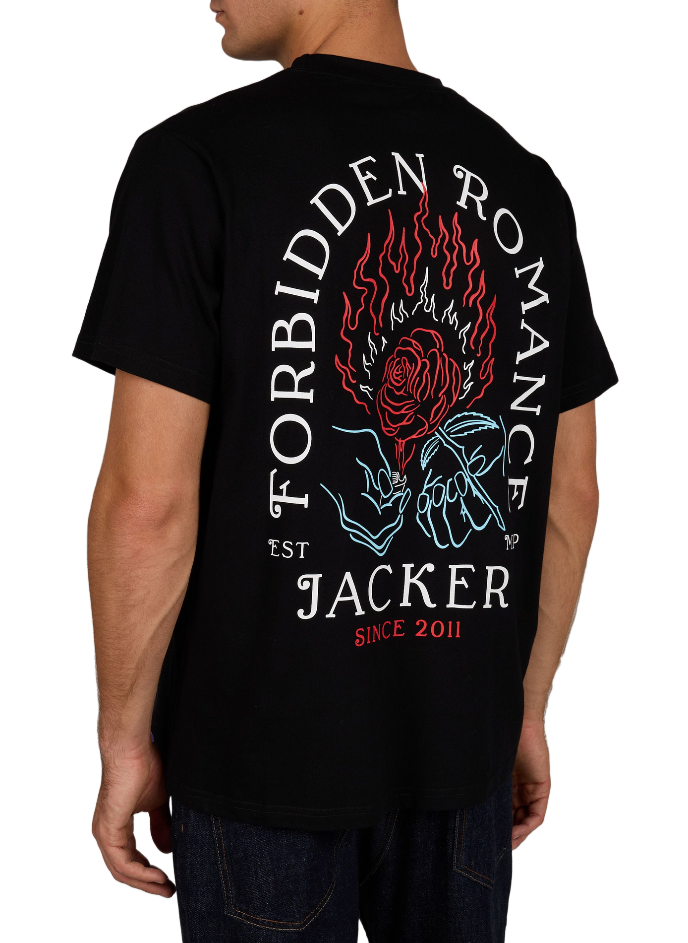 Straight printed cotton t-shirt JACKER. Black