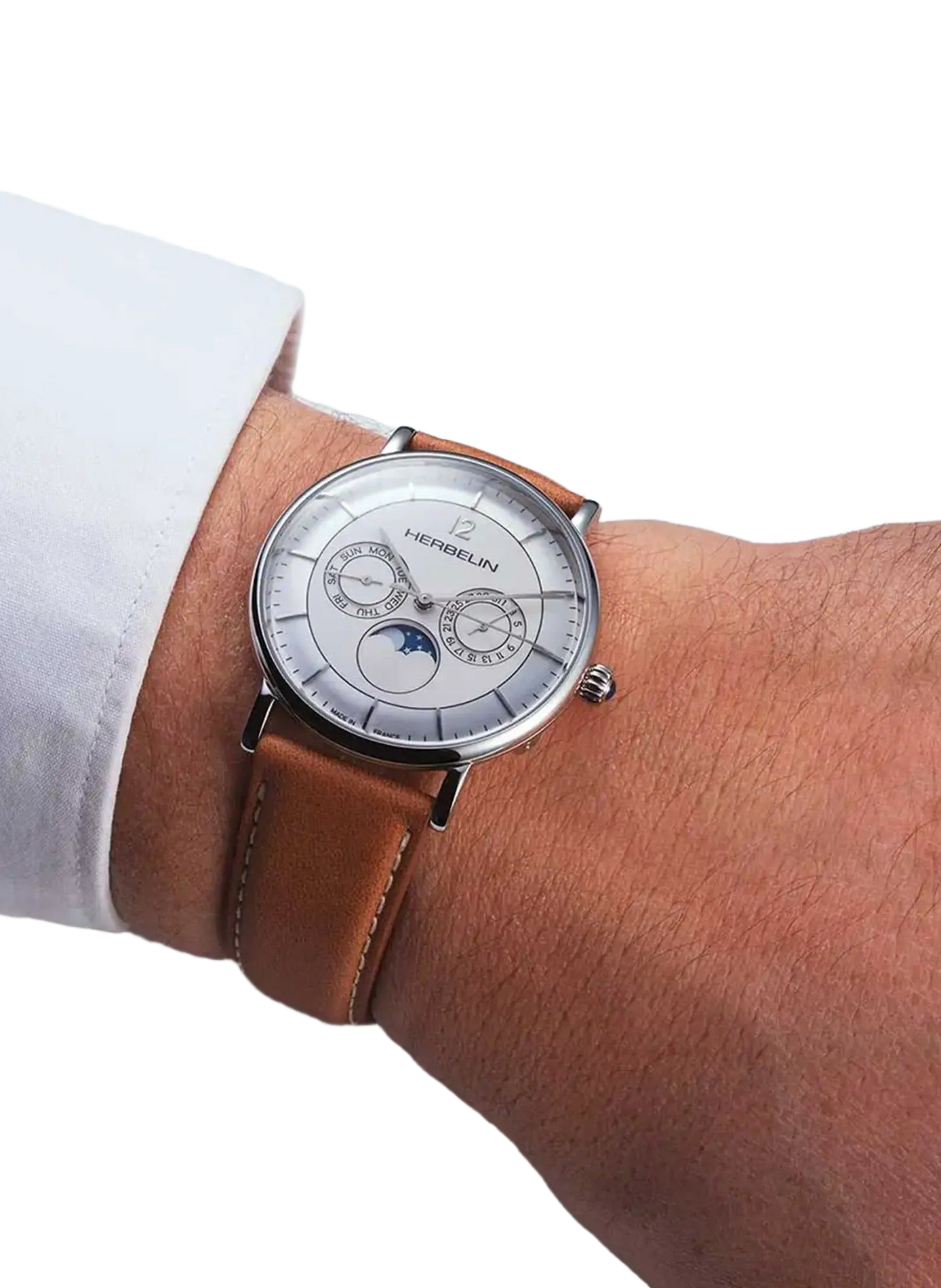 Quarzuhr Inspiration aus Leder HERBELIN Silber