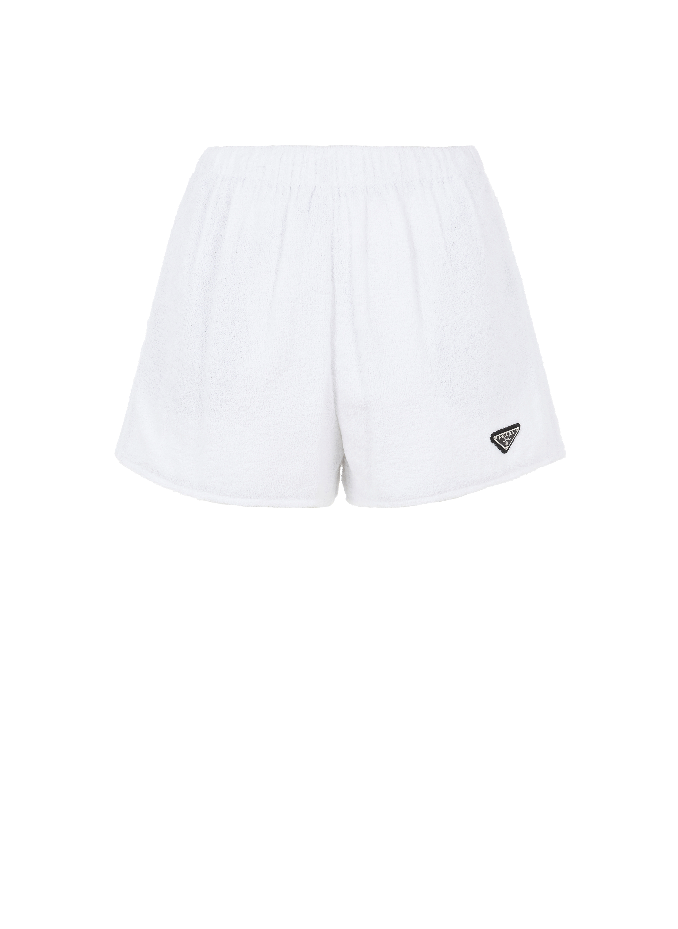 PRADA Short en coton effet éponge Blanc