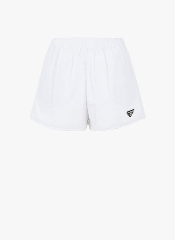 Terry-effect cotton shorts White Prada Women Printemps