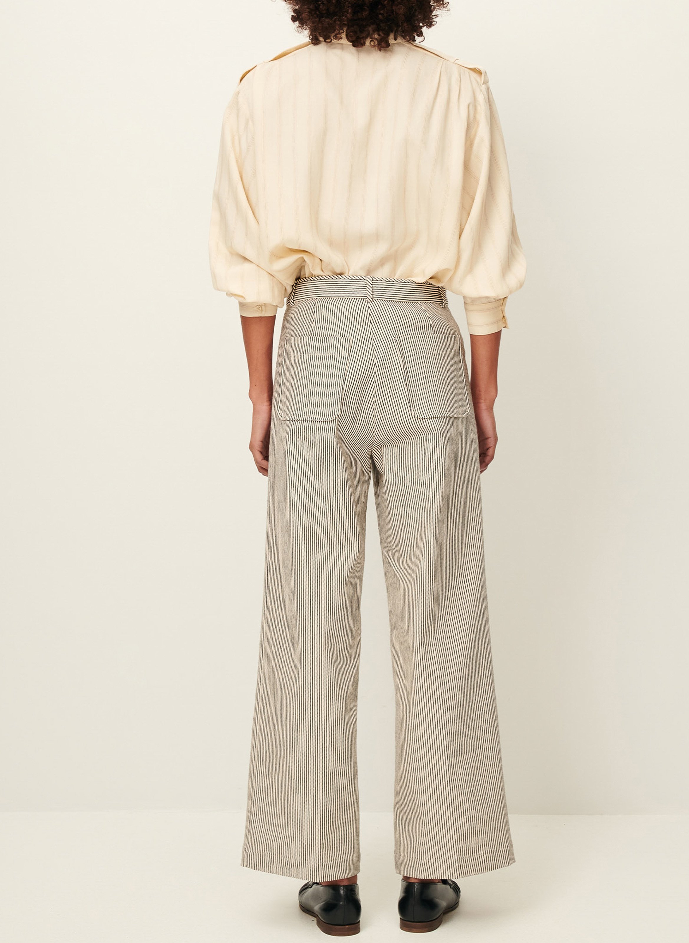 Pantalon droit en coton rayé albello SESSUN Noir