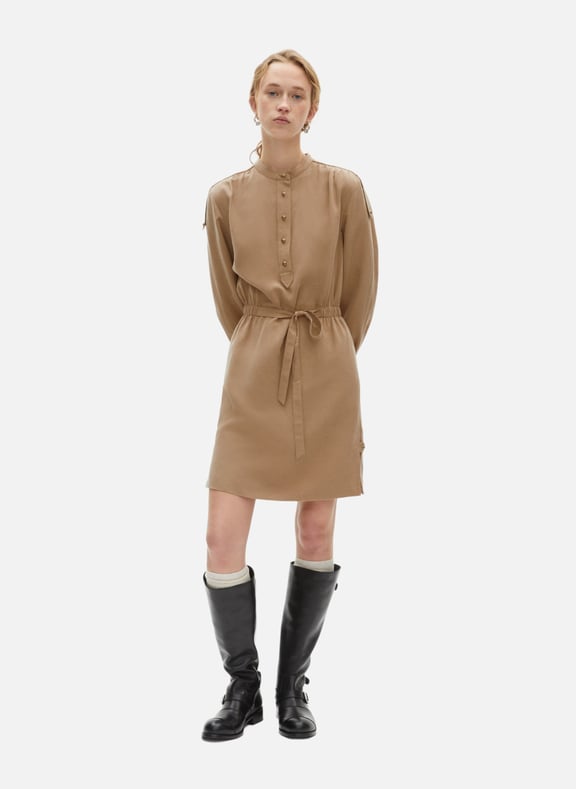 Robe courte à manches longues Marron by THE KOOPLES THE KOOPLES Robe courte à manches longues Marron