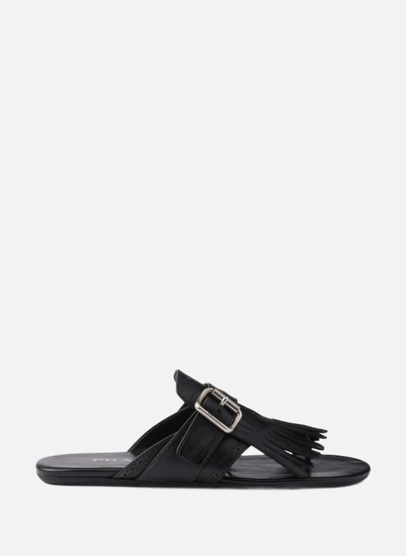 Sandales style tongs en cuir shuffle Noir by PRADA PRADA Sandales style tongs en cuir shuffle Noir